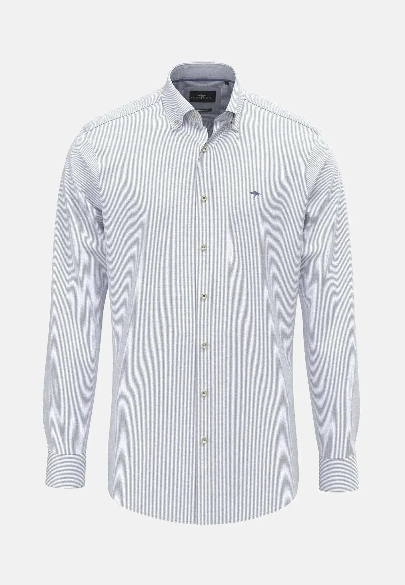 Fynch - Hatton Mens Fine Oxford Stripe Button Down Shirt Crystal Blue | Studio DOS