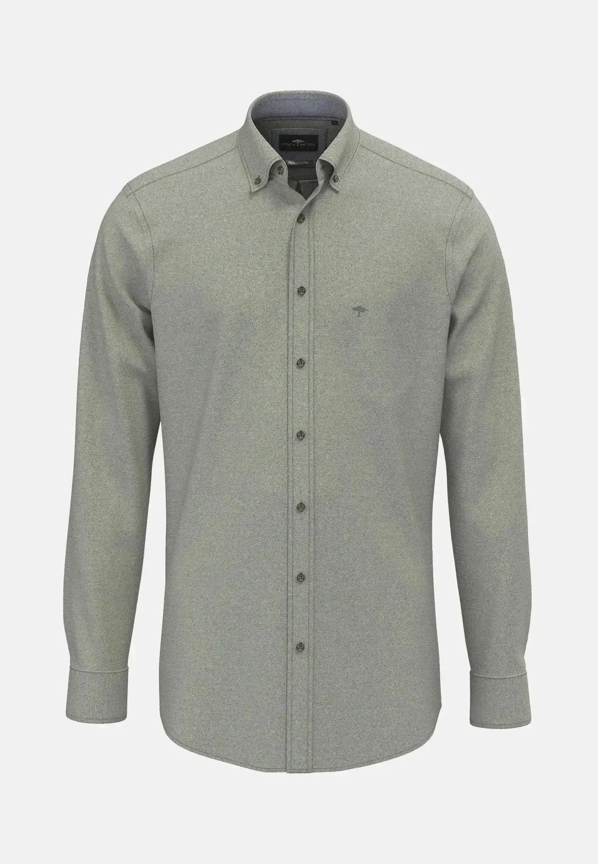 Fynch - Hatton Mens Herringbone Flannel Button Down Shirt Dark Ivy | Studio DOS