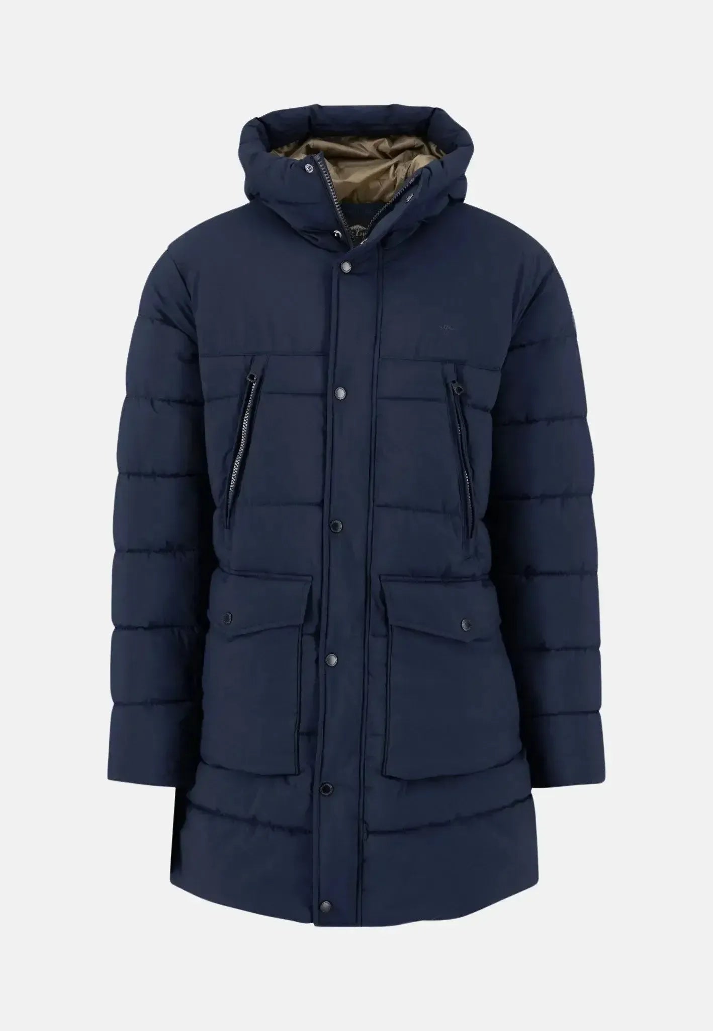 Fynch - Hatton Mens Hooded Full Length Puffer Coat Navy | Studio DOS