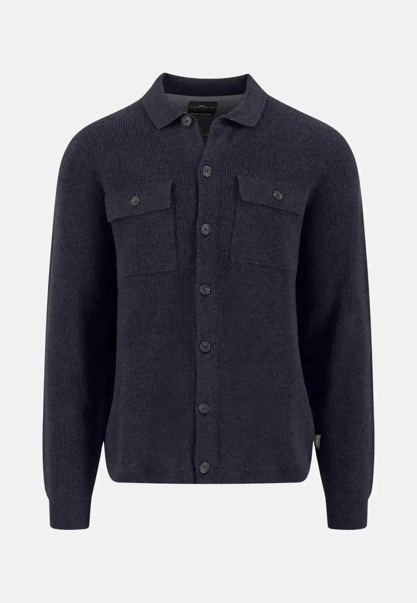 Fynch - Hatton Mens Merino Wool Cashmere Buttoned Cardigan Navy | Studio DOS