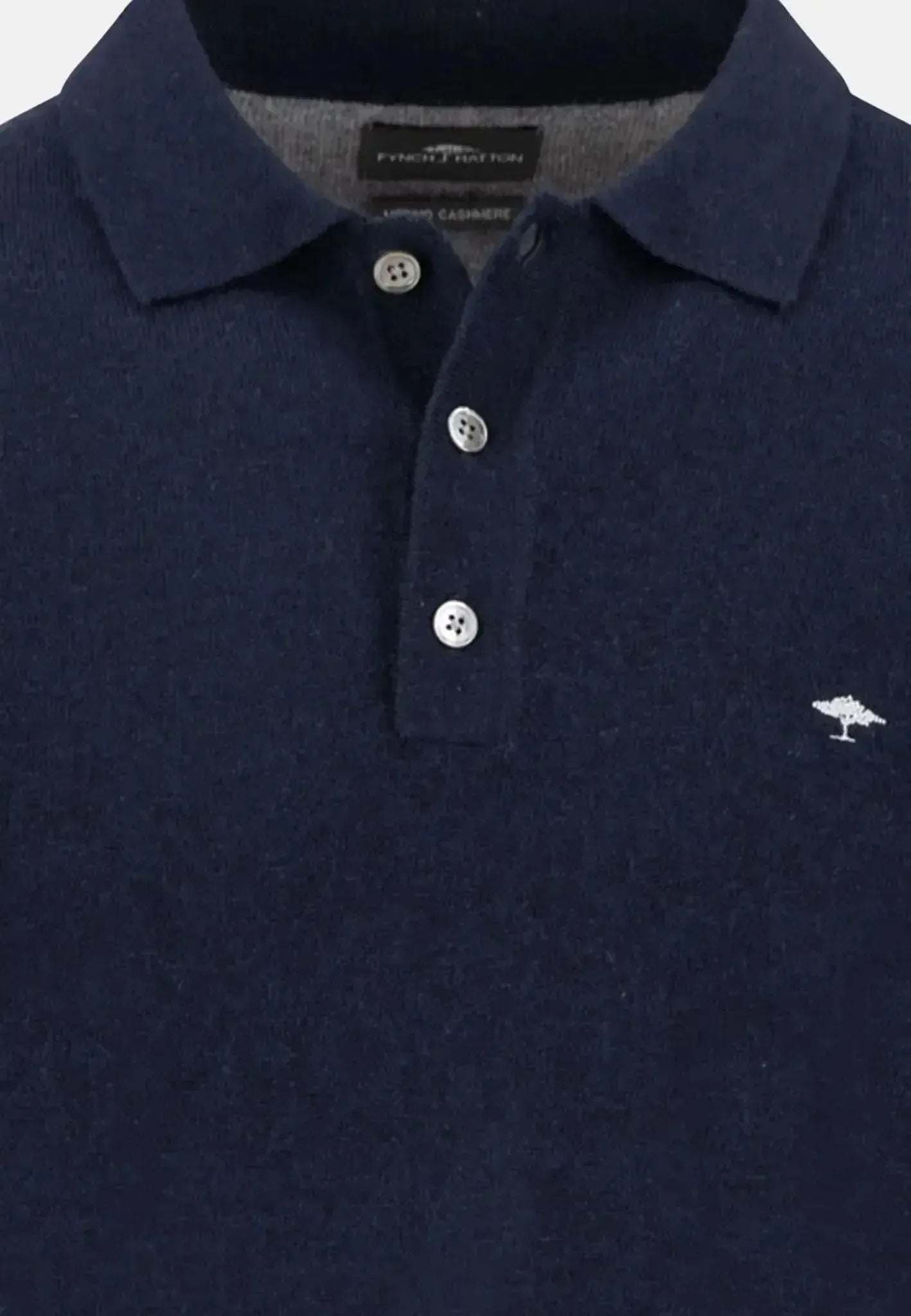 Fynch - Hatton Mens Merino Wool Cashmere Polo Collar Knit Navy | Studio DOS