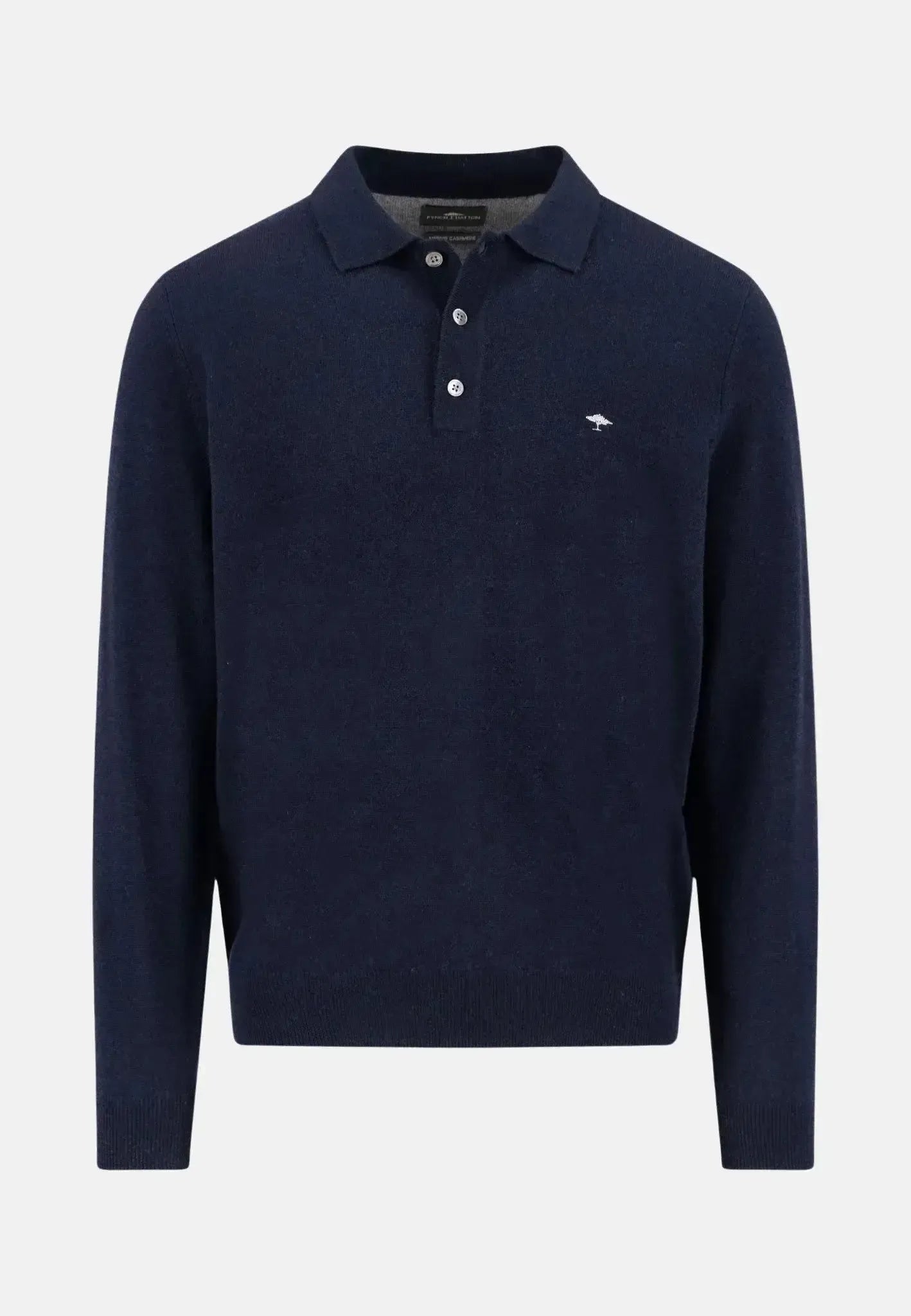 Fynch - Hatton Mens Merino Wool Cashmere Polo Collar Knit Navy | Studio DOS