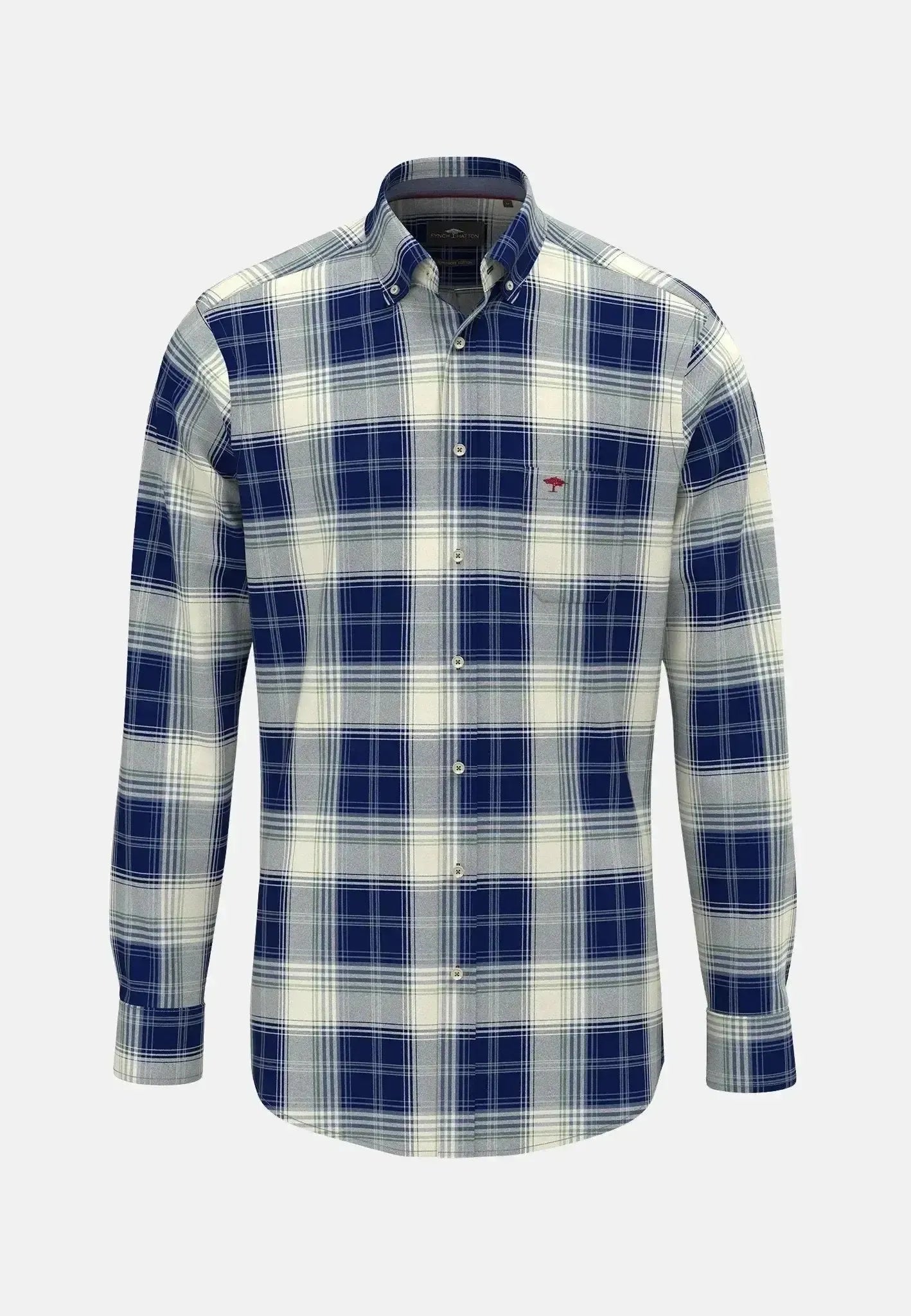 Fynch - Hatton Mens Modern Flannel Check Shirt Navy | Studio DOS