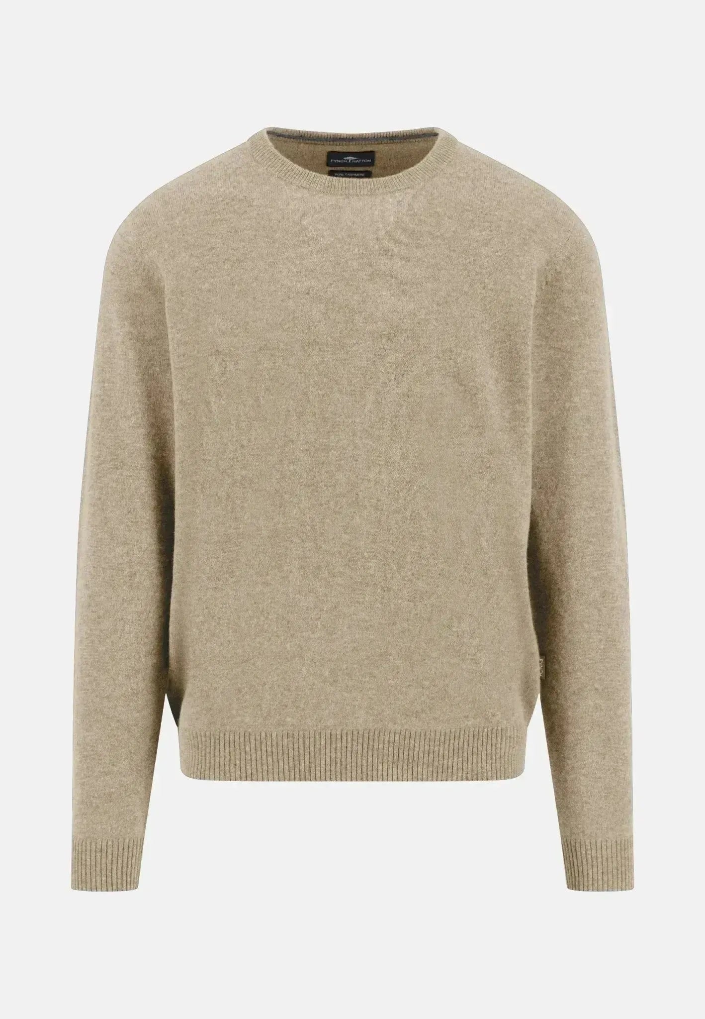 Fynch - Hatton Mens Pure Cashmere Crewneck Knit Light Taupe | Studio DOS