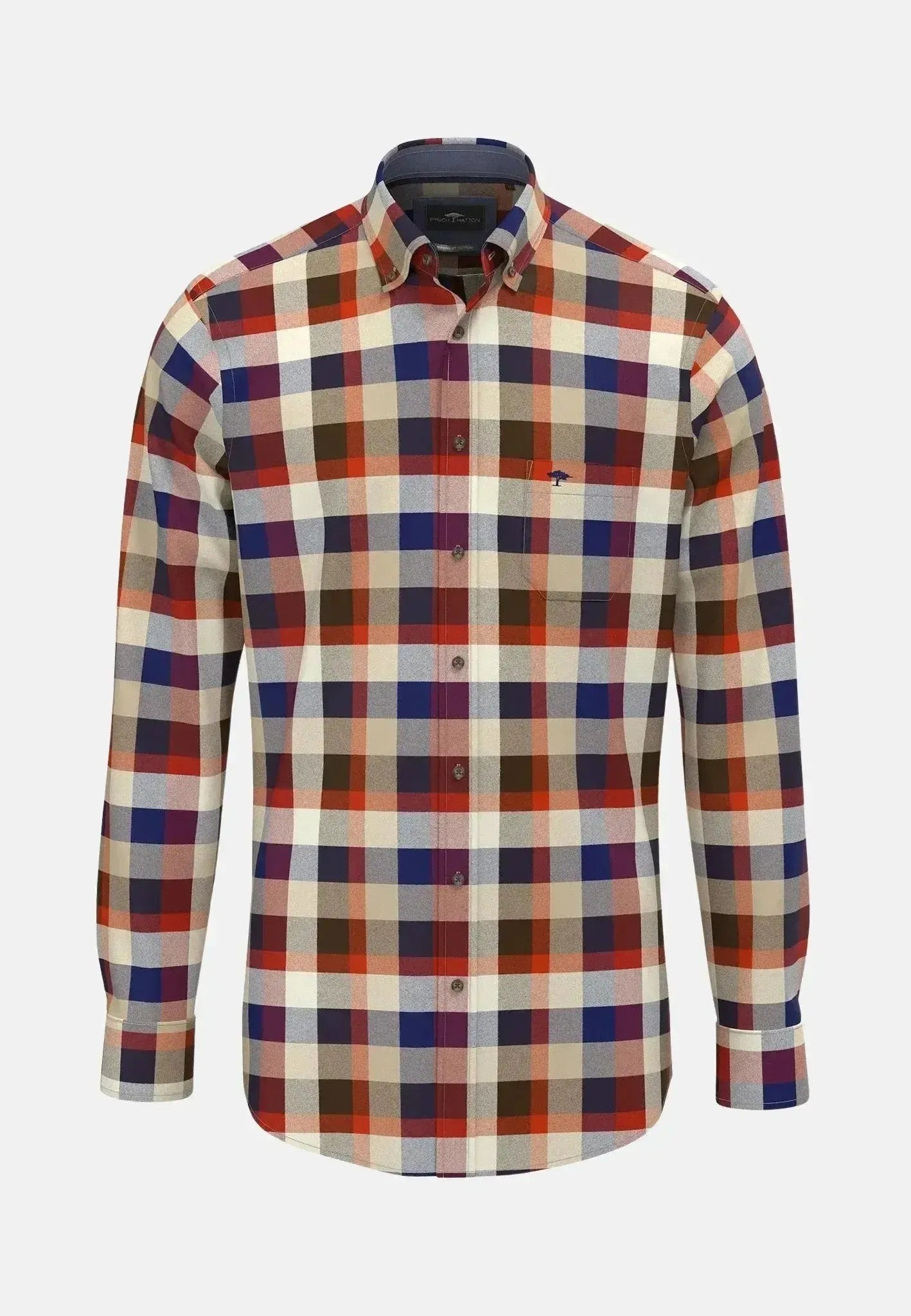 Fynch - Hatton Mens Square Flannel Check Shirt Garnet Red | Studio DOS