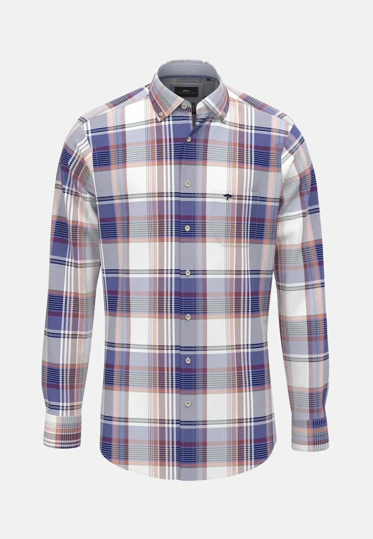 Fynch - Hatton Multicoloured Washed Oxford B.D. Shirt Berry | Studio DOS
