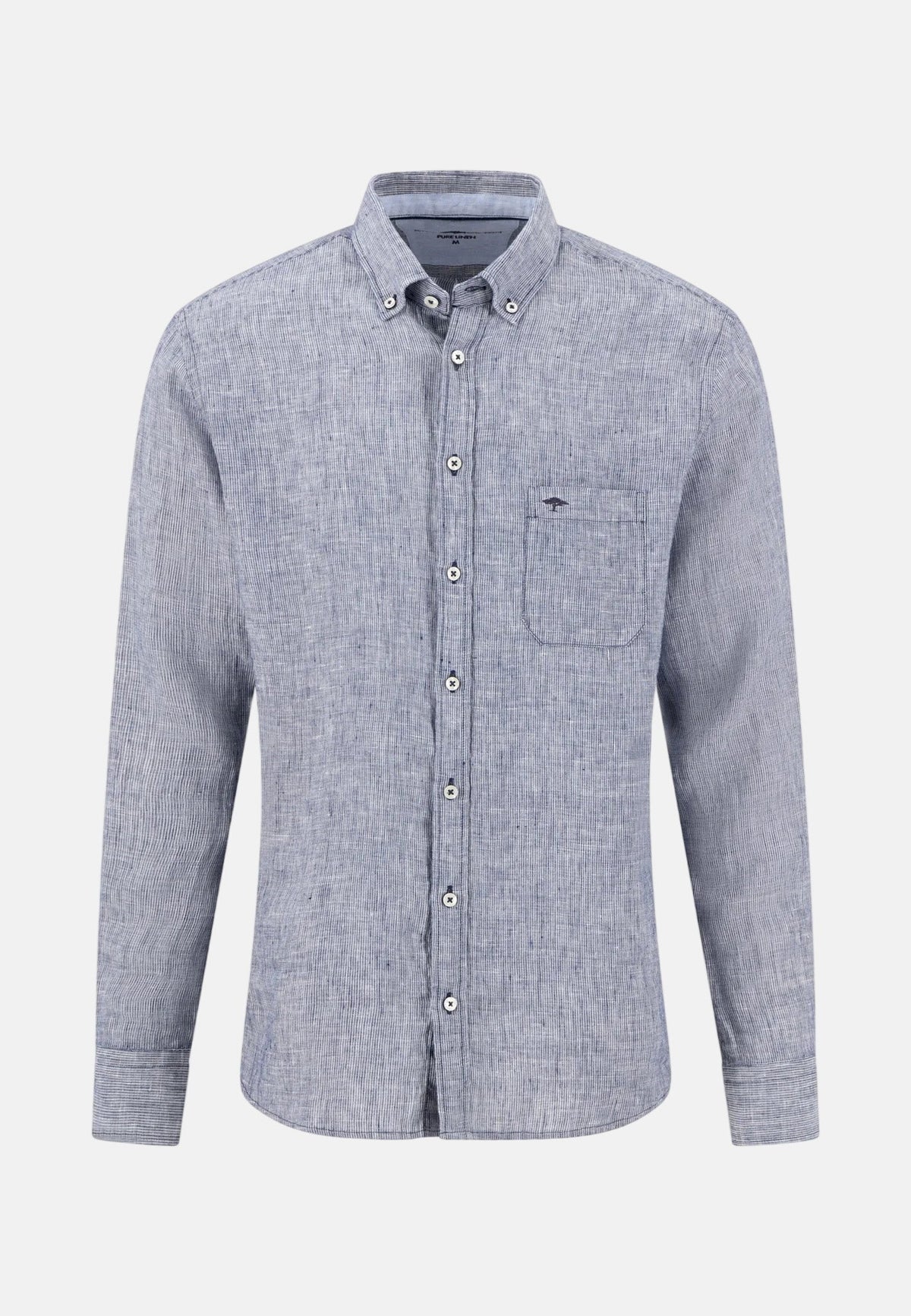 Fynch-Hatton Needle Stripe Linen Button Down Shirt Navy | Studio DOS