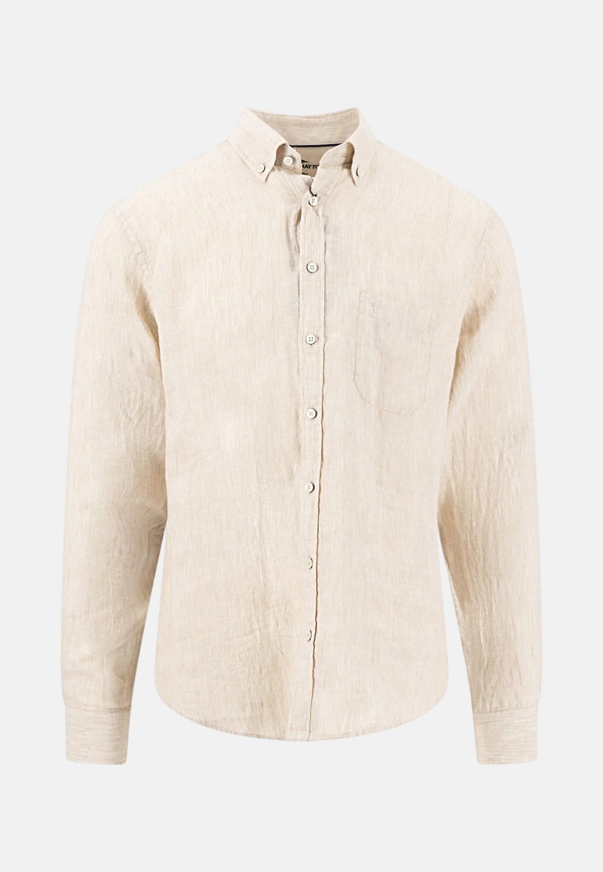 Fynch-Hatton Needle Stripe Linen Button Down Shirt Sand | Studio DOS