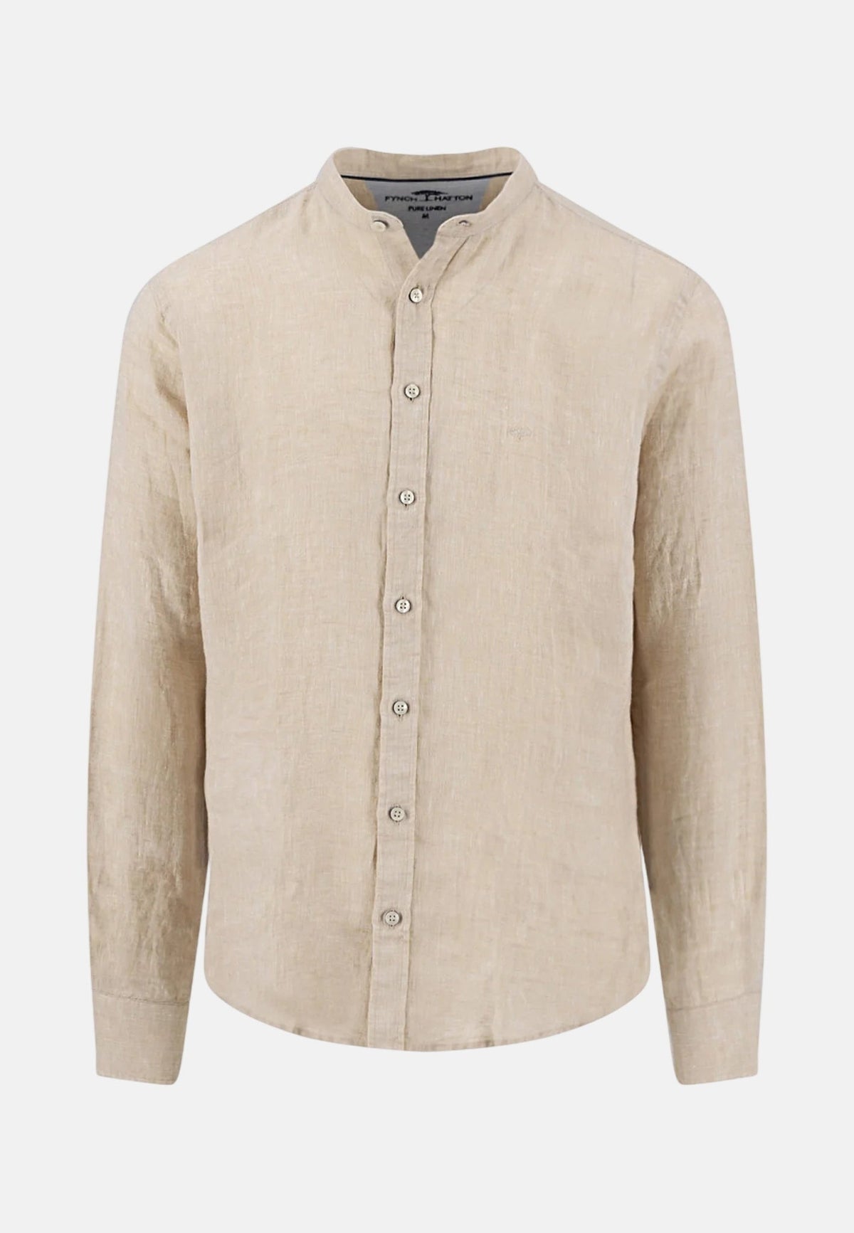 Fynch-Hatton Stand Collar Pure Linen Shirt Sand | Studio DOS