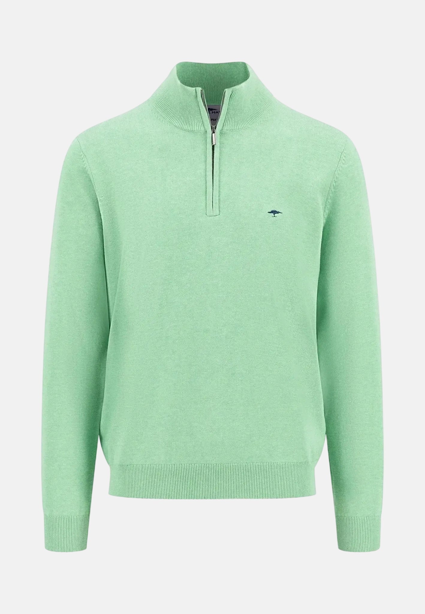 Fynch - Hatton Superfine 1/4 Zip Cotton Knit Turf Green | Studio DOS