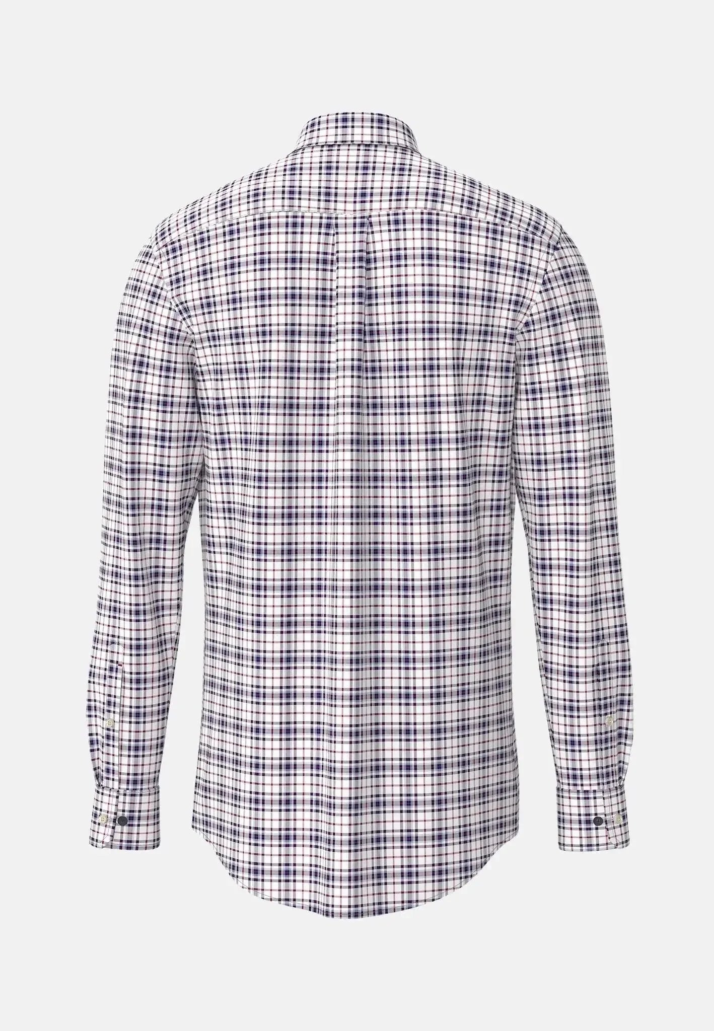 Fynch-Hatton Washed Oxford Check Shirt Aubergine
