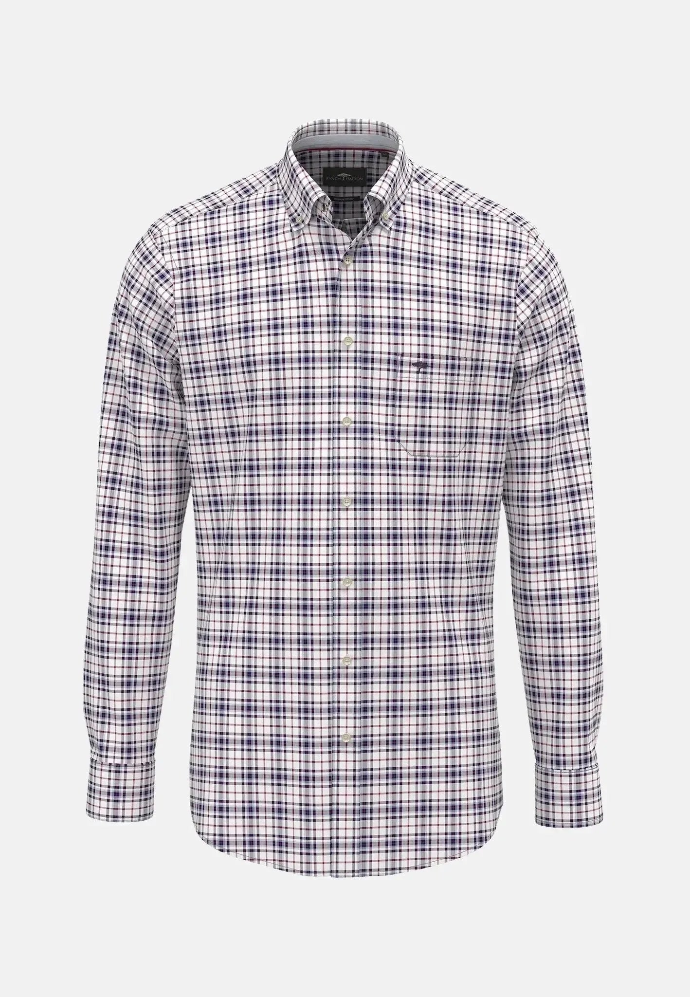 Fynch-Hatton Washed Oxford Check Shirt Aubergine