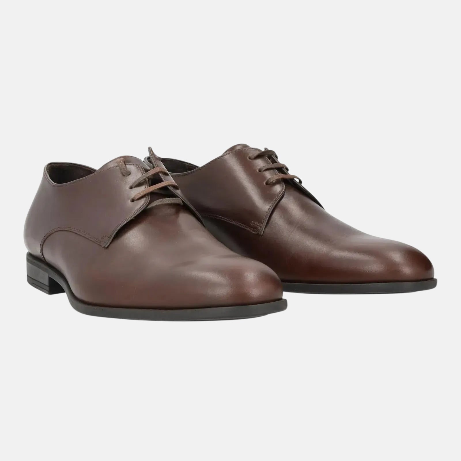 Harrys Of London Christopher R Polished Leather Derby Shoe Dark Brown | Studio DOS
