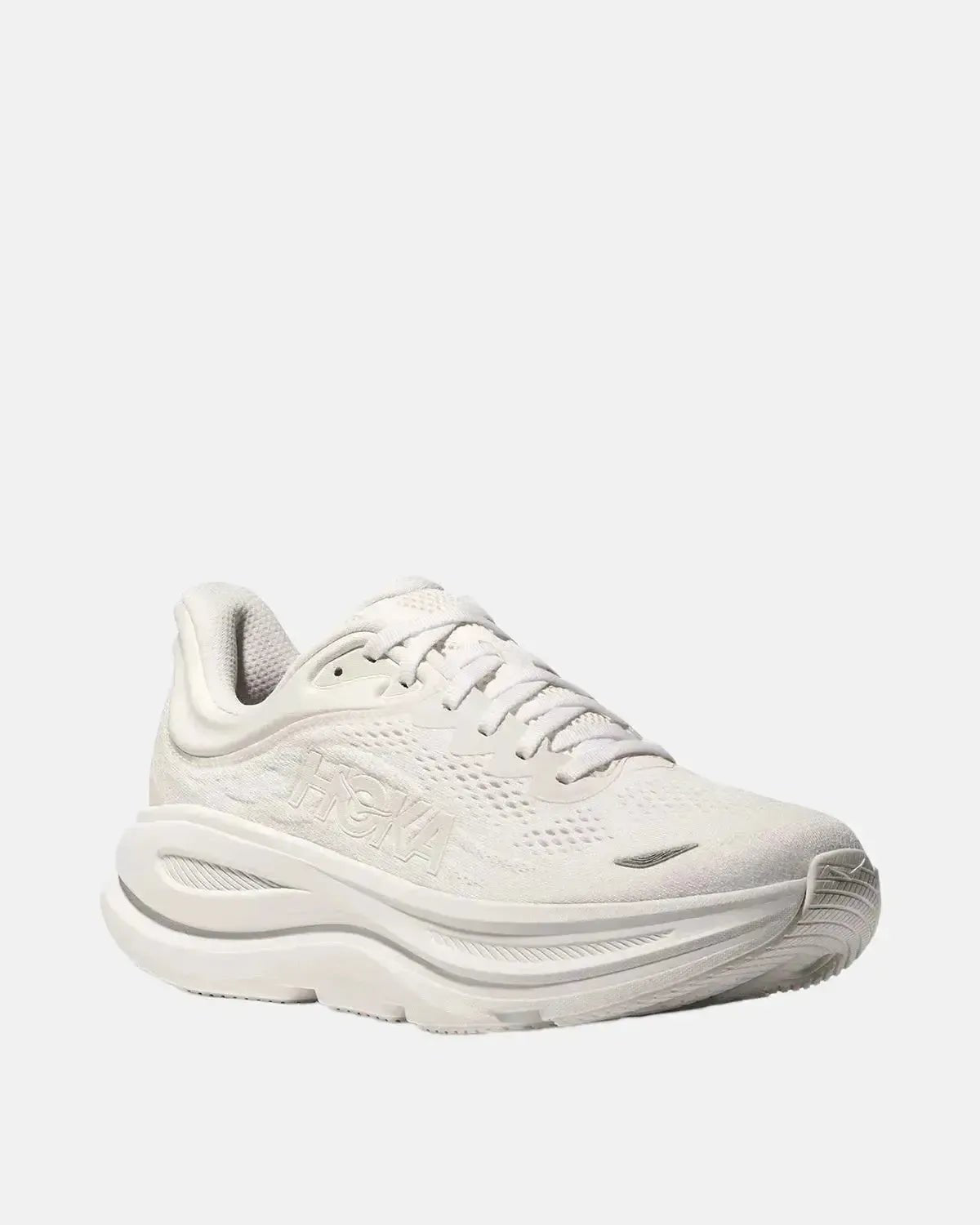 HOKA MENS BONDI 9 TRAINERS WHITE WHITE | Studio DOS