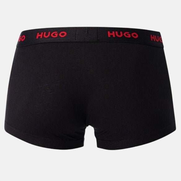 HUGO 3 Pack Cotton Stretch Trunks Black Red | Studio DOS