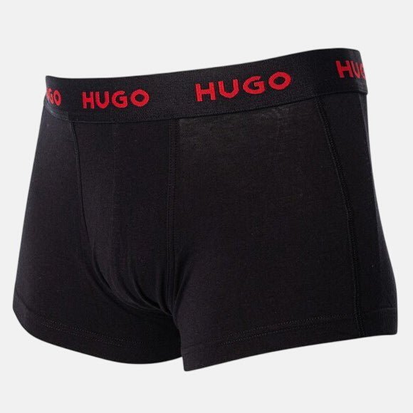 HUGO 3 Pack Cotton Stretch Trunks Black Red | Studio DOS