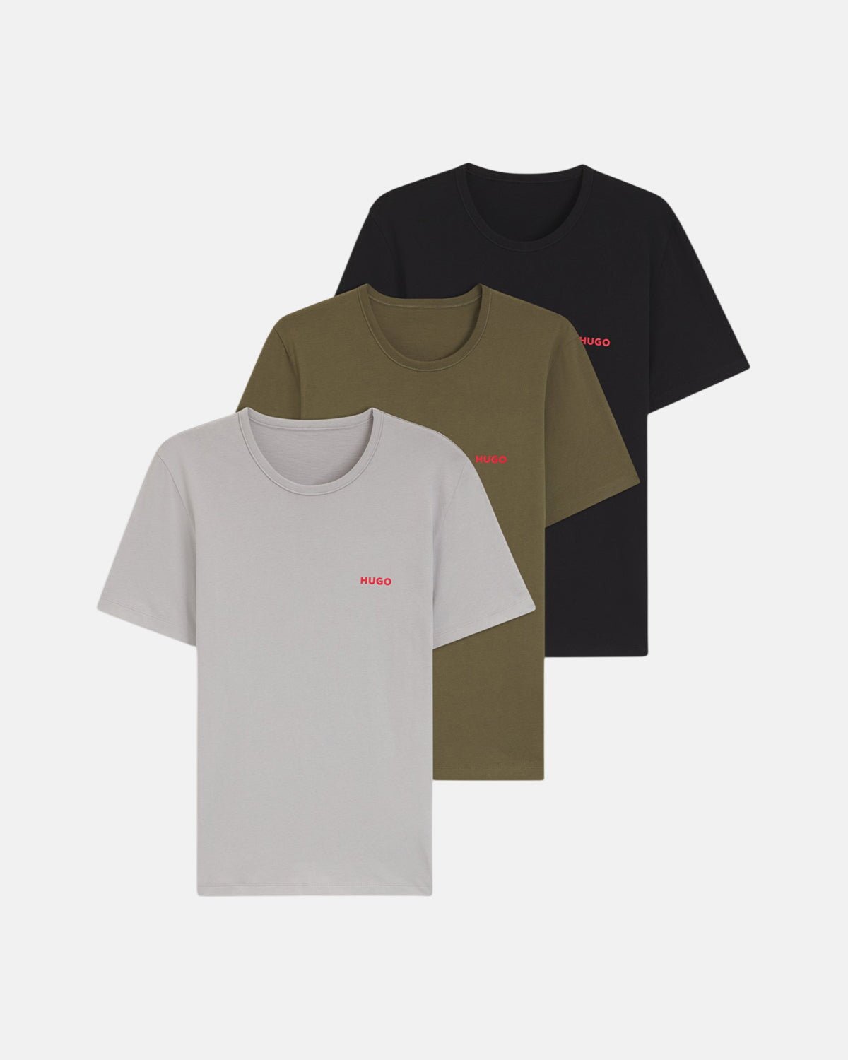 HUGO 3-PACK COTTON T-SHIRTS BLACK GREY GREEN | Studio DOS