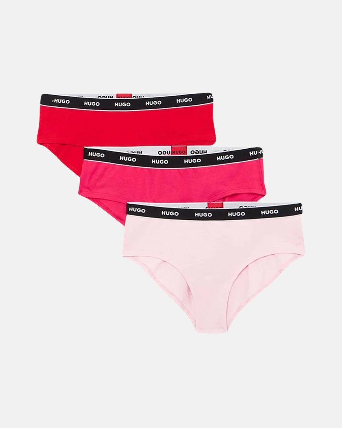 HUGO WOMENS 3 PACK HIPSTER BRIEFS RED PINK ROSE | Studio DOS