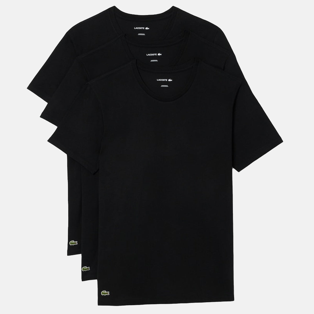 Lacoste 3 Pack Lounge Cotton T-Shirts Black/Black/Black | Studio DOS