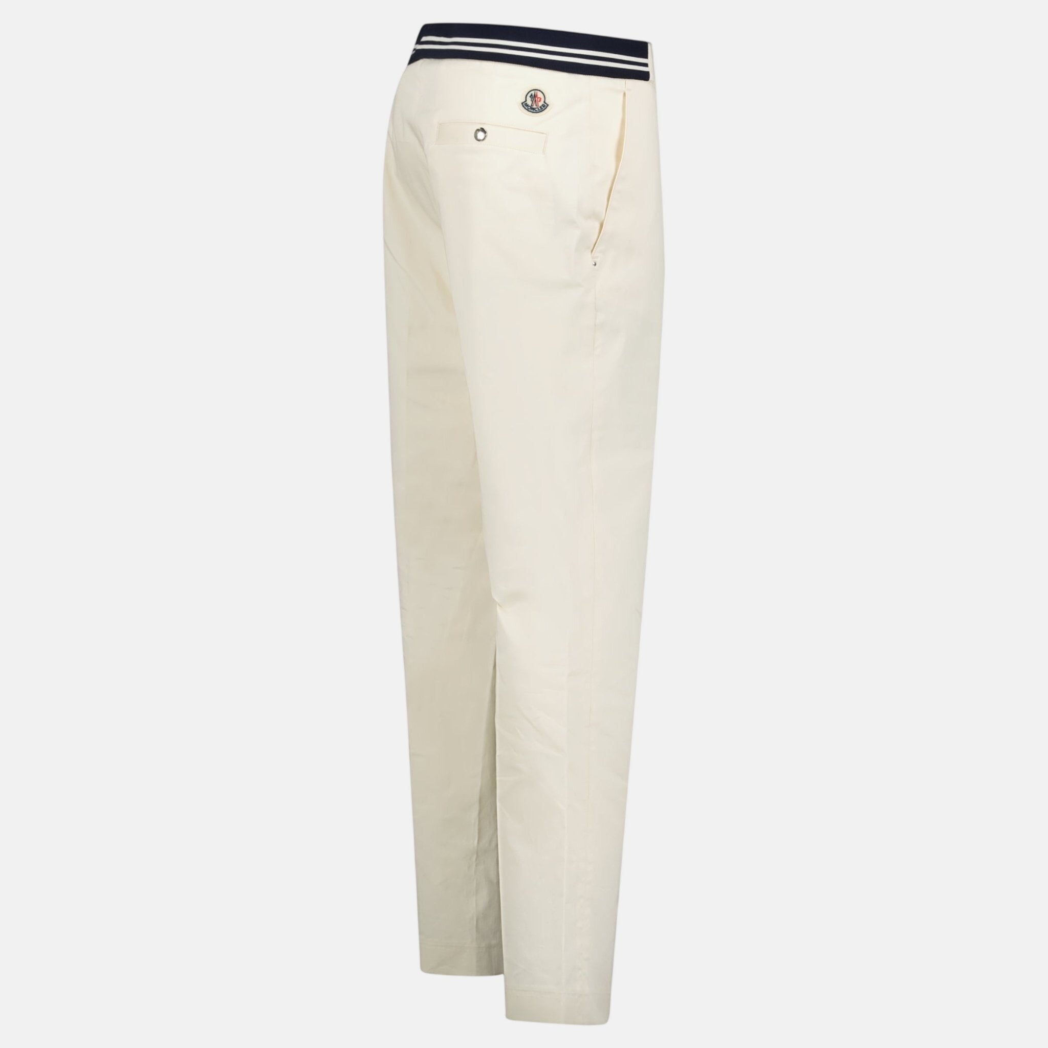 Moncler Chino Logo Trousers White | Studio DOS