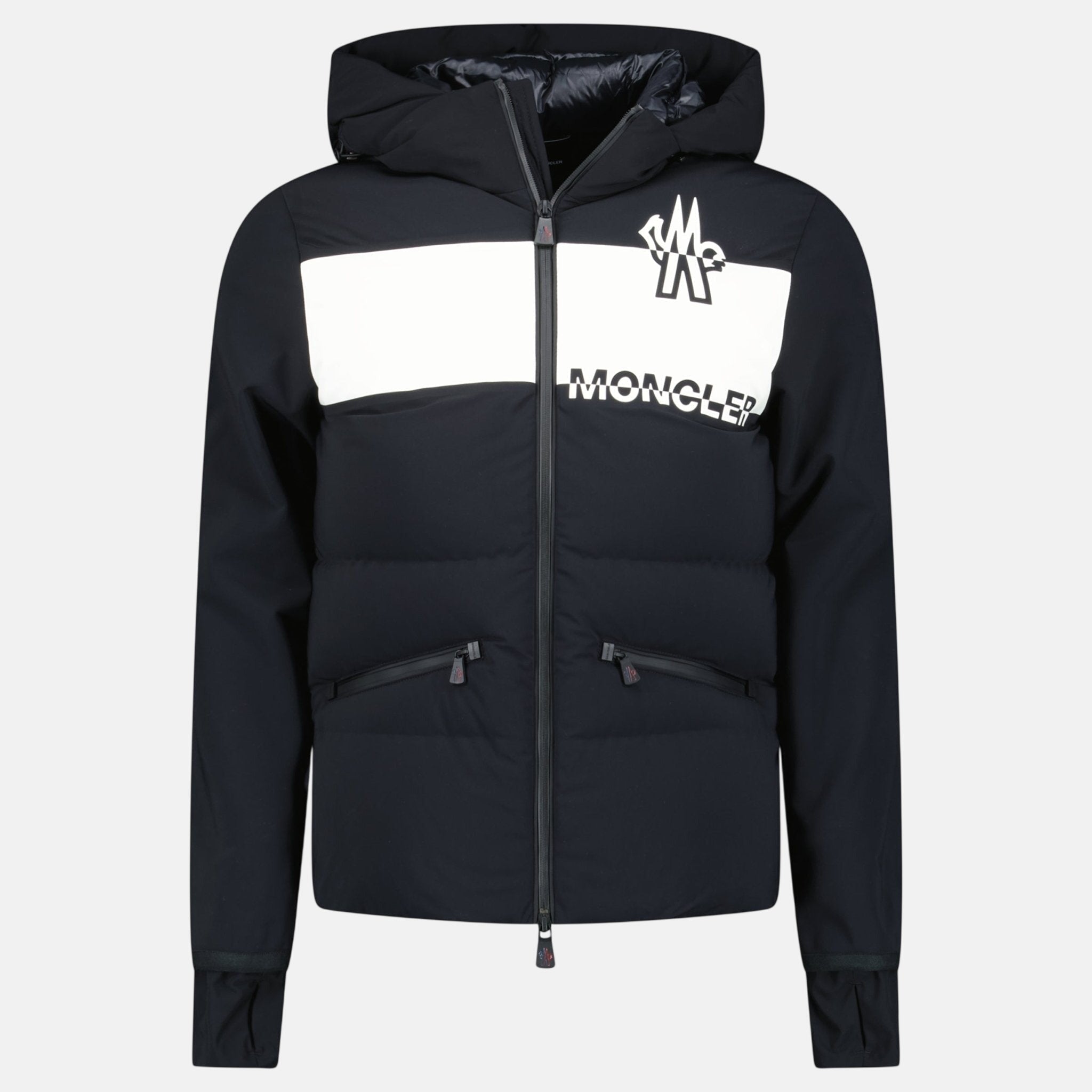 Moncler Grenoble Raised Logo Jacket Black White | Studio DOS