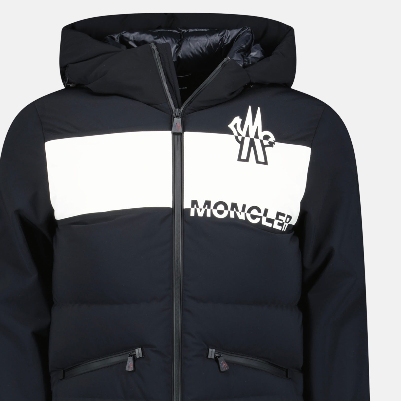 Moncler Grenoble Raised Logo Jacket Black White | Studio DOS