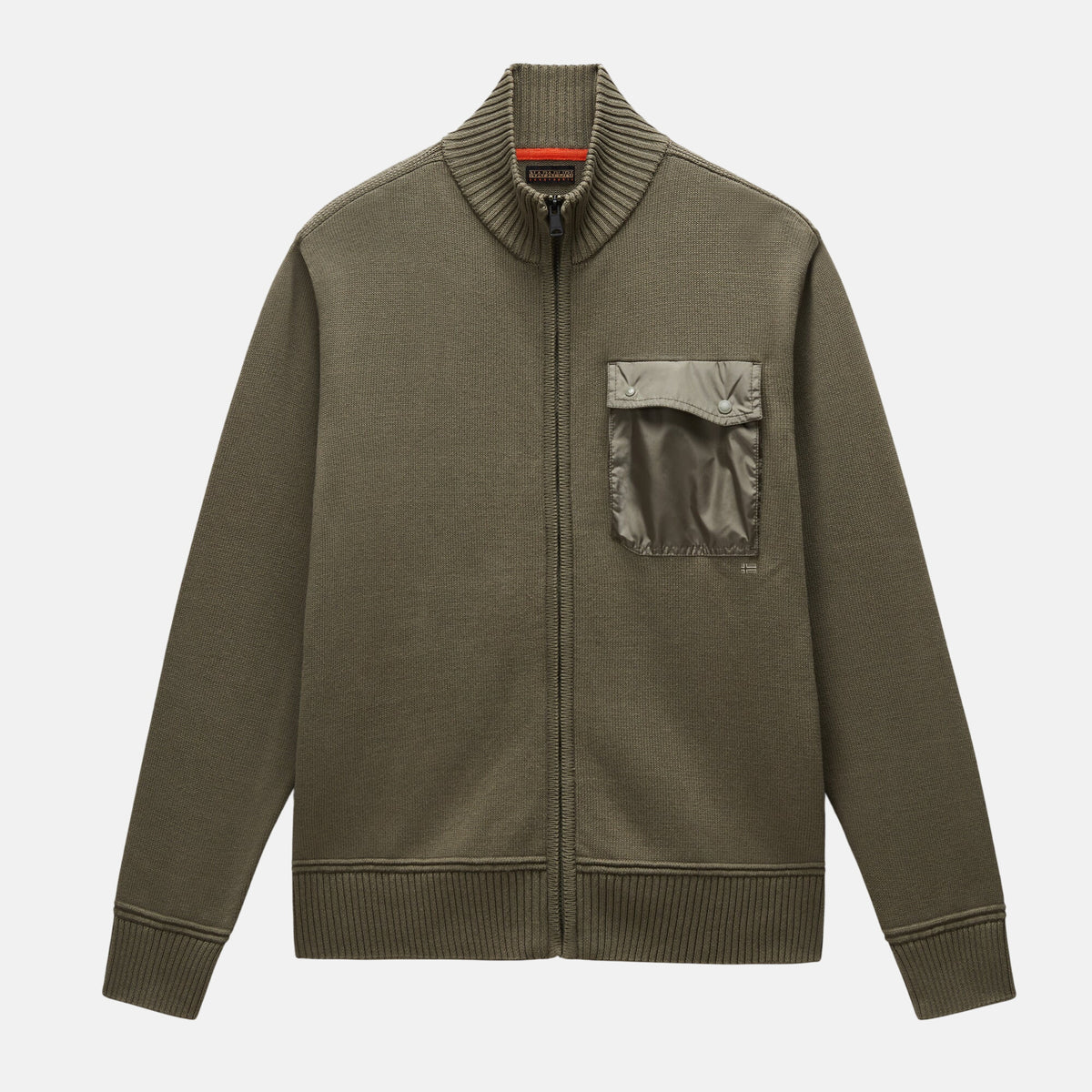 Napapijri Mens Berti Full Zip Knitted Jumper Tea Leaf | Studio DOS
