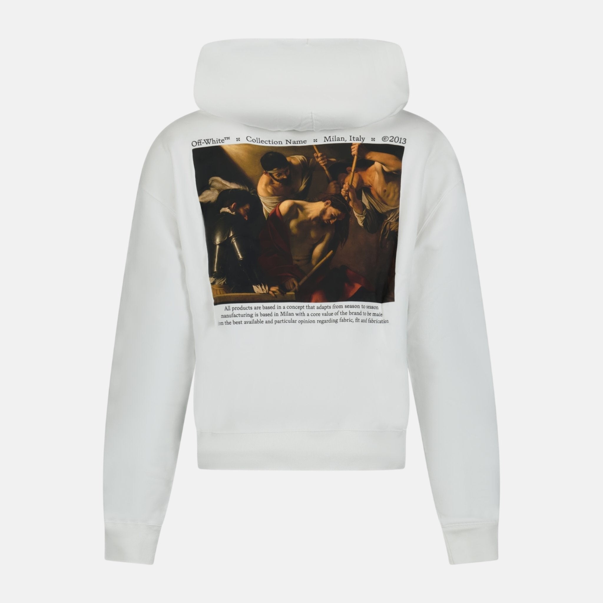 Off - White Caravaggio Logo Hooded Sweatshirt White | Studio DOS