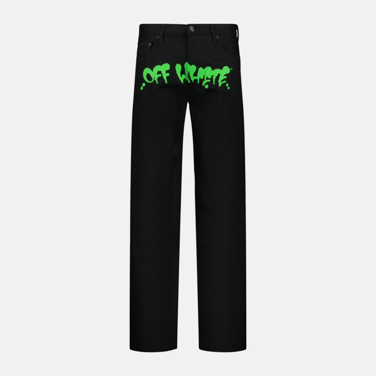 Off - White Green Print Denim Jeans Black | Studio DOS