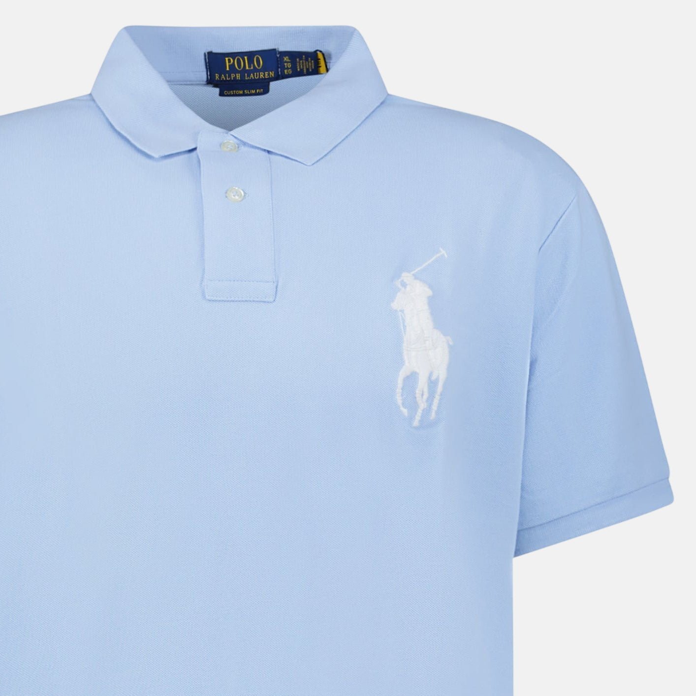 Ralph Lauren Big Pony Mesh Custom Slim Fit Polo Shirt Light Blue | Studio DOS