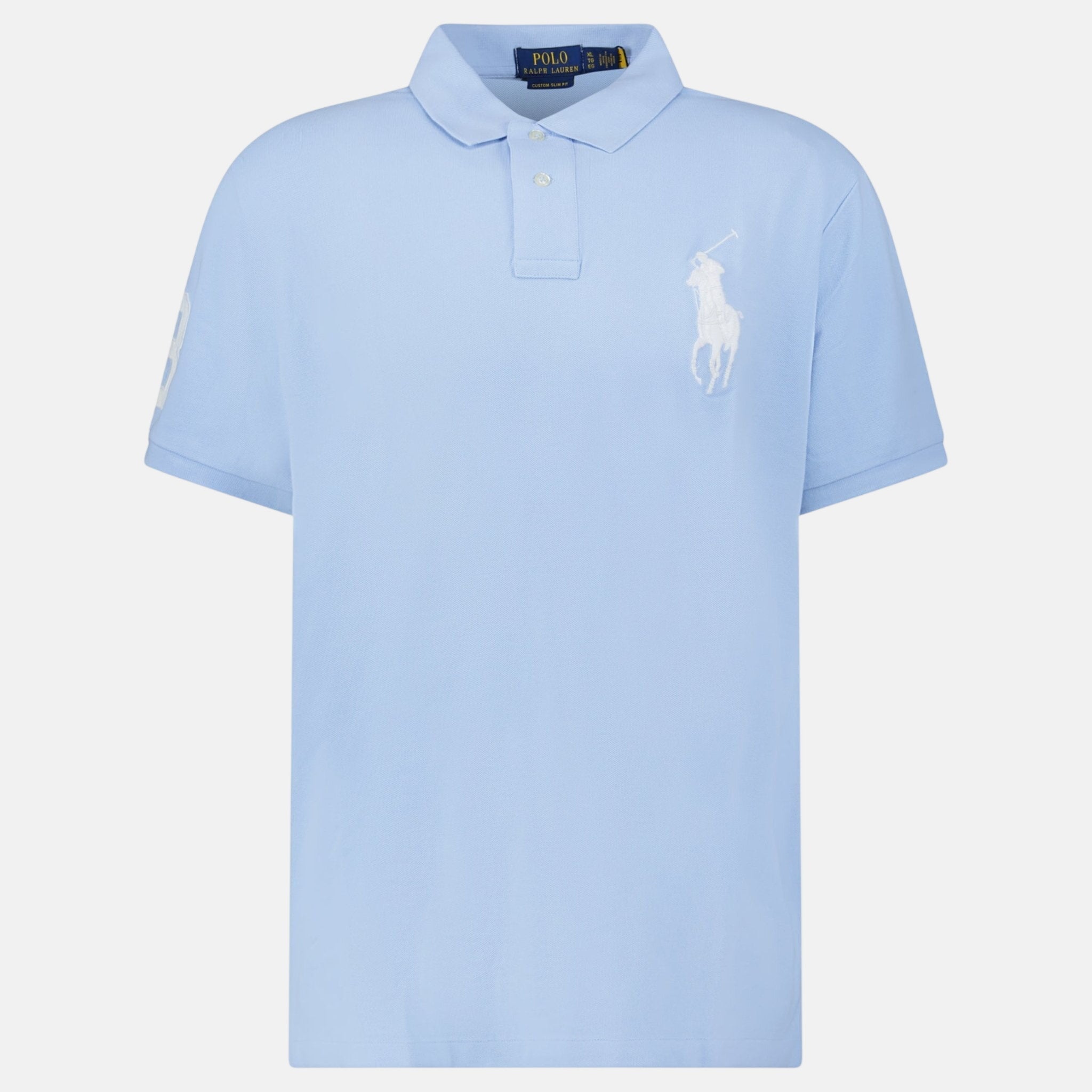 Ralph Lauren Big Pony Mesh Custom Slim Fit Polo Shirt Light Blue | Studio DOS