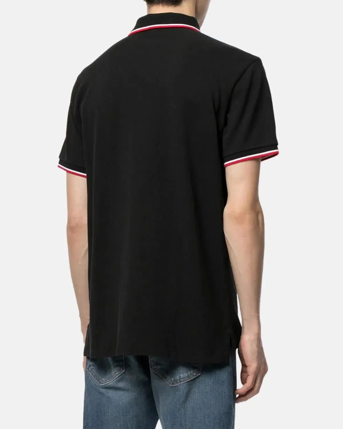 RALPH LAUREN CUSTOM SLIM FIT MESH TIPPED POLO SHIRT BLACK | Studio DOS