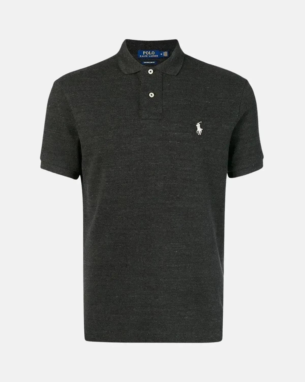 RALPH LAUREN MENS CUSTOM SLIM FIT MESH POLO SHIRT BLACK MARL HEATHER | Studio DOS