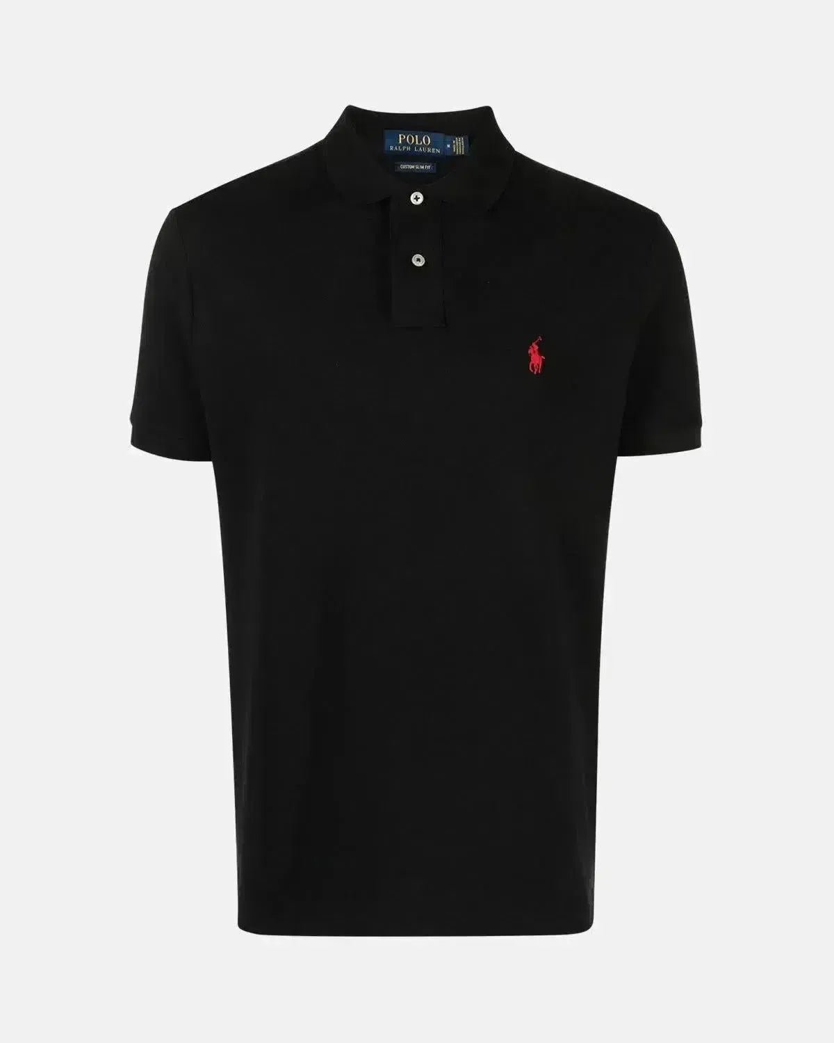 RALPH LAUREN MENS CUSTOM SLIM FIT MESH POLO SHIRT BLACK RED | Studio DOS