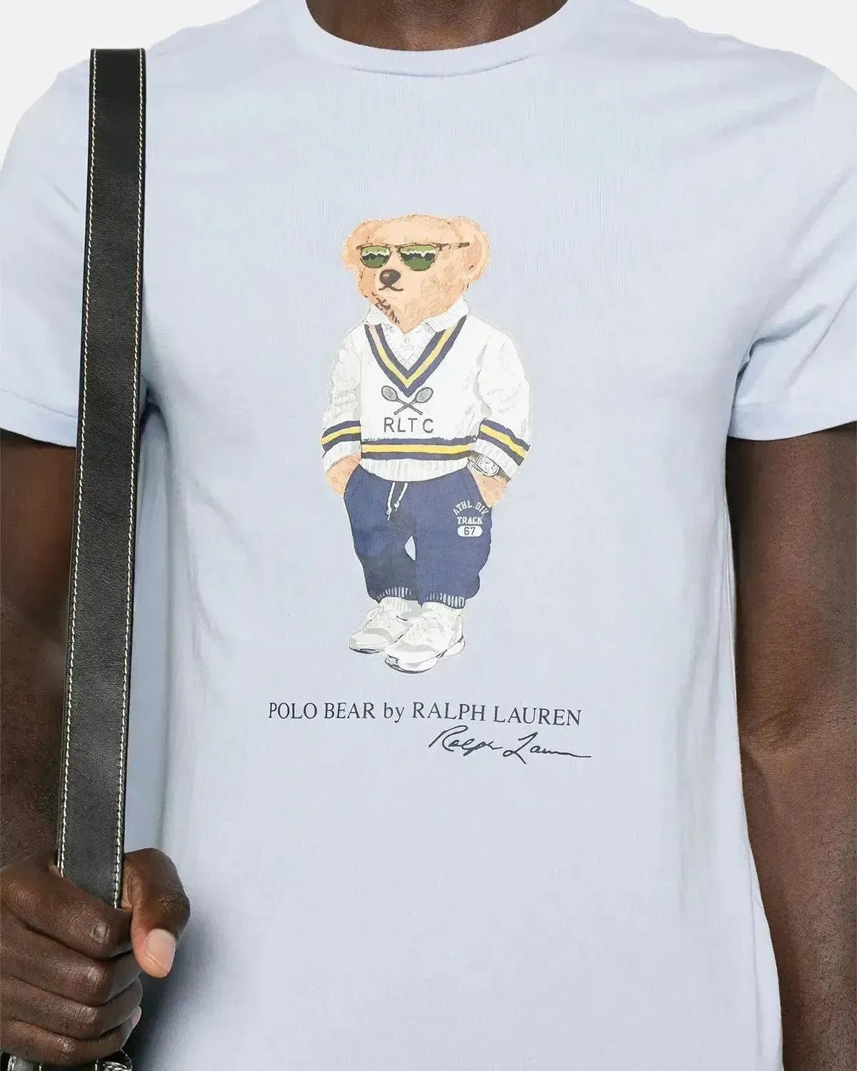 RALPH LAUREN MENS CUSTOM SLIM FIT TENNIS POLO BEAR T - SHIRT CORNFLOWER BLUE | Studio DOS