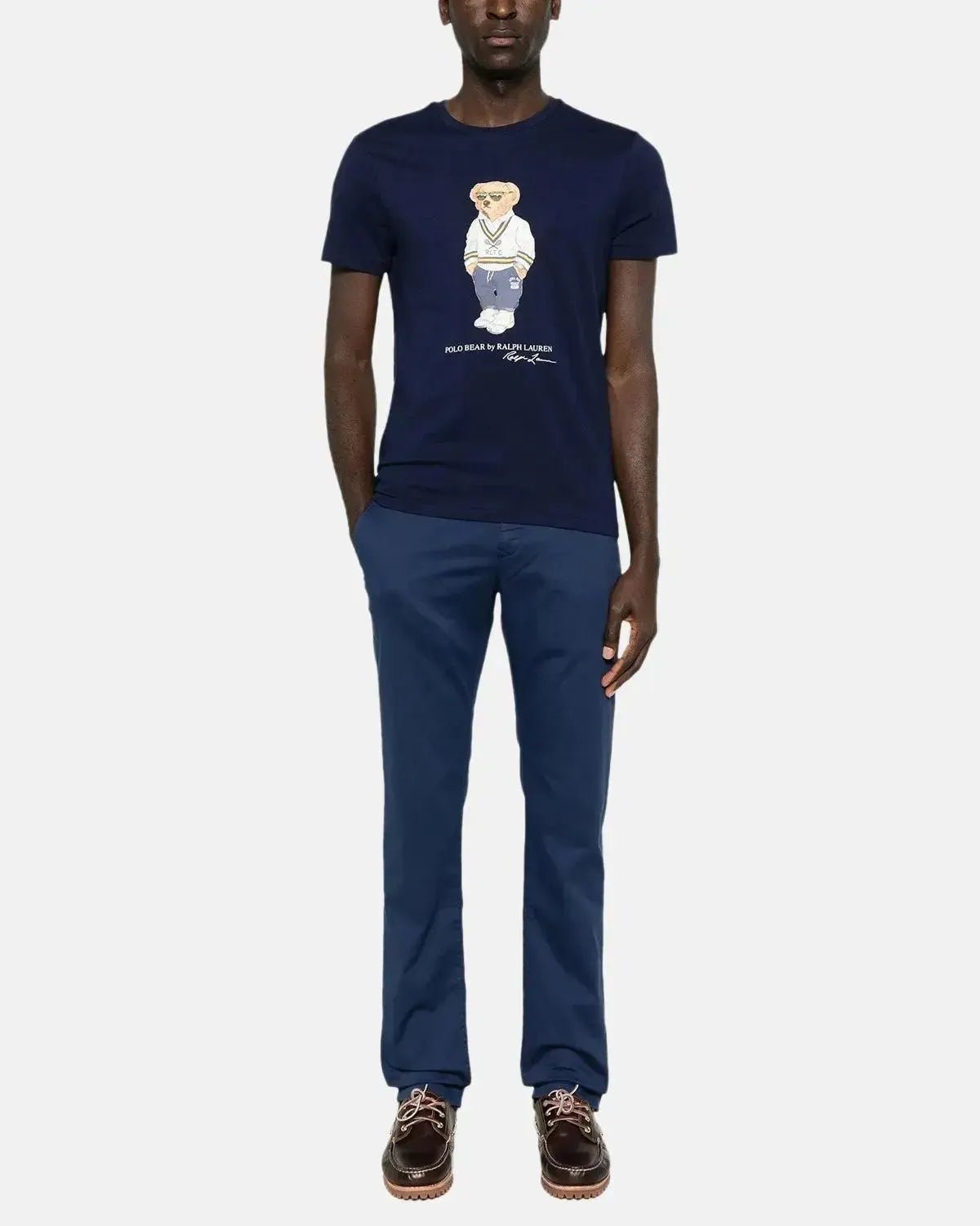 RALPH LAUREN MENS CUSTOM SLIM FIT TENNIS POLO BEAR T - SHIRT NEWPORT NAVY | Studio DOS