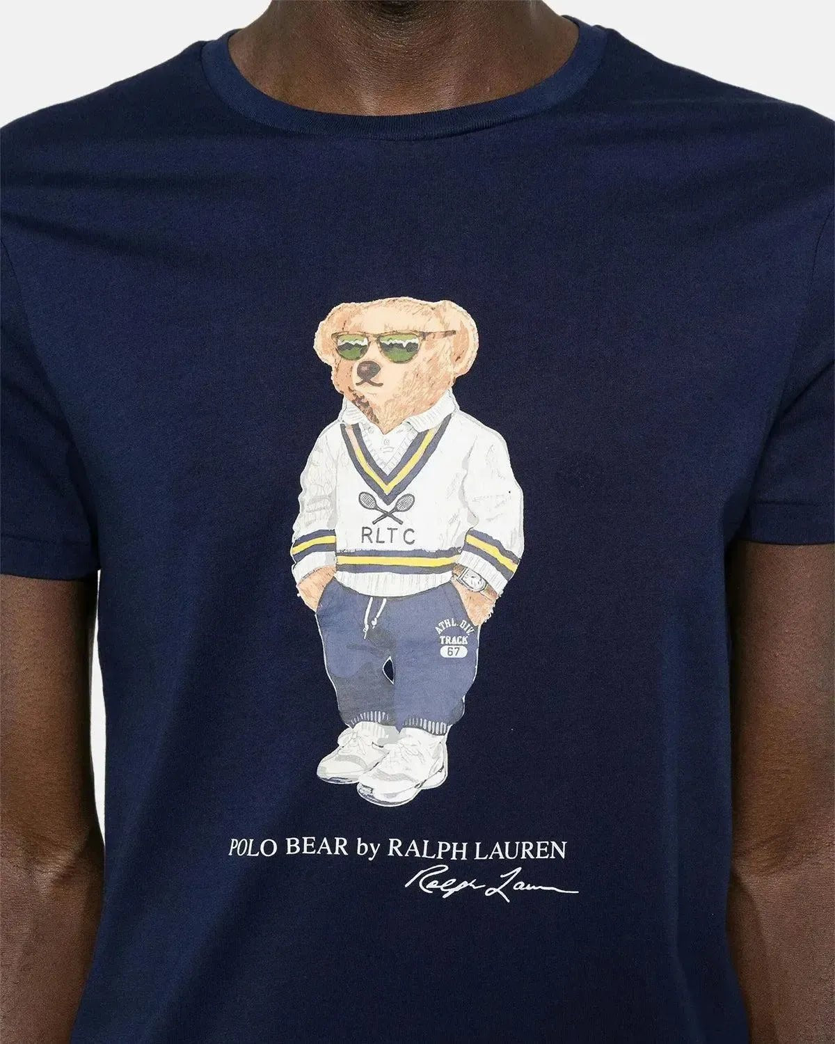 RALPH LAUREN MENS CUSTOM SLIM FIT TENNIS POLO BEAR T - SHIRT NEWPORT NAVY | Studio DOS