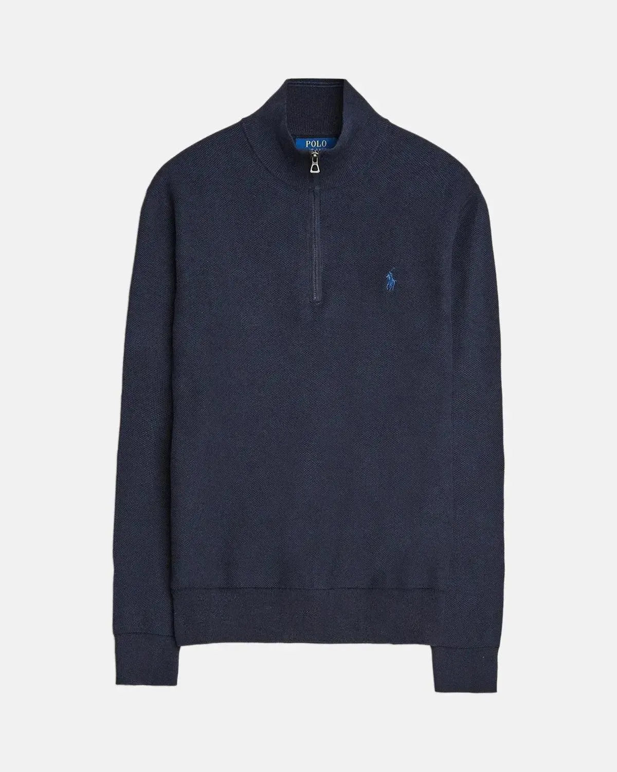 RALPH LAUREN MENS MESH KNIT COTTON 1/4 ZIP JUMPER HEATHER NAVY | Studio DOS