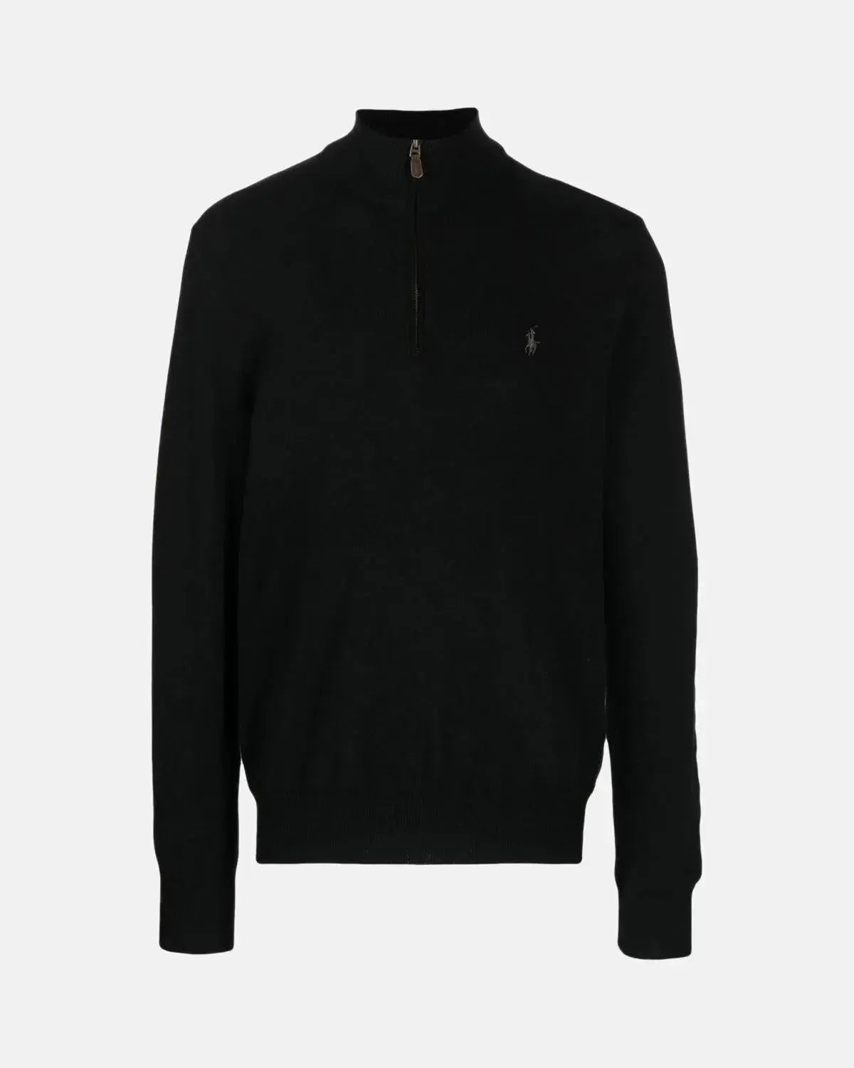 RALPH LAUREN MENS WOOL 1/4 ZIP JUMPER BLACK | Studio DOS
