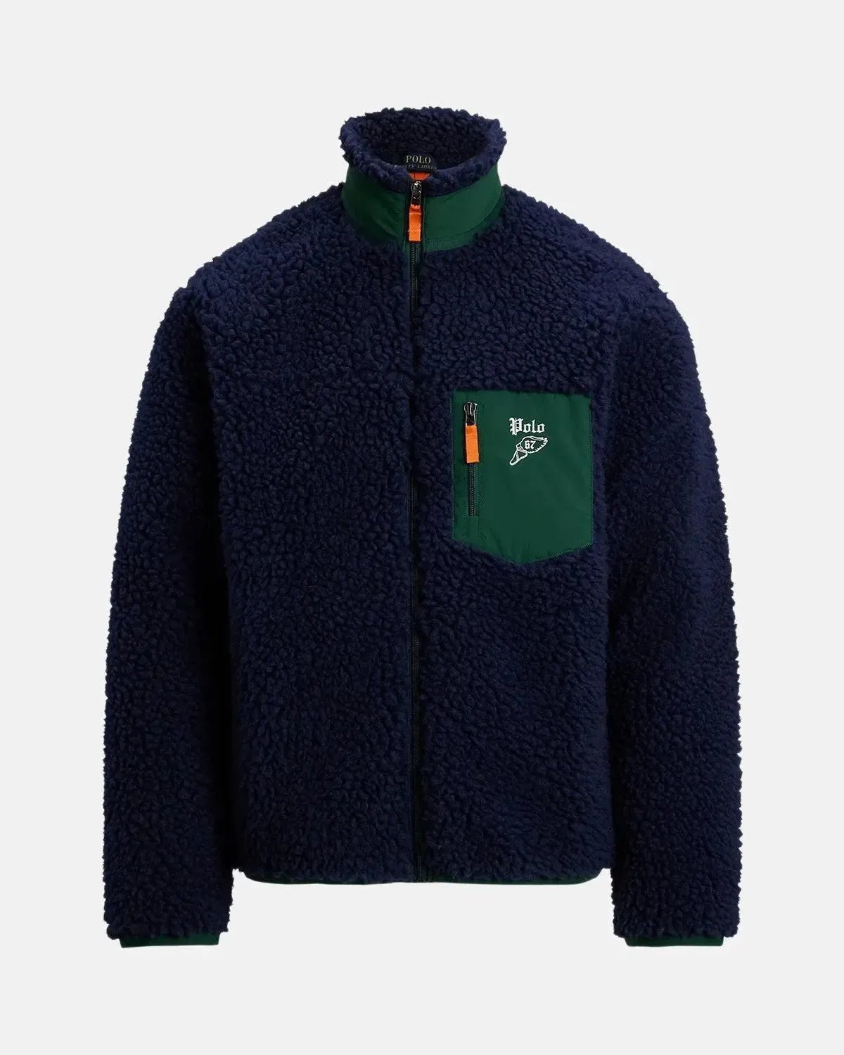 RALPH LAUREN MENS WOOL BORG LOGO SHERPA ZIP THROUGH FLEECE CRUISE NAVY | Studio DOS