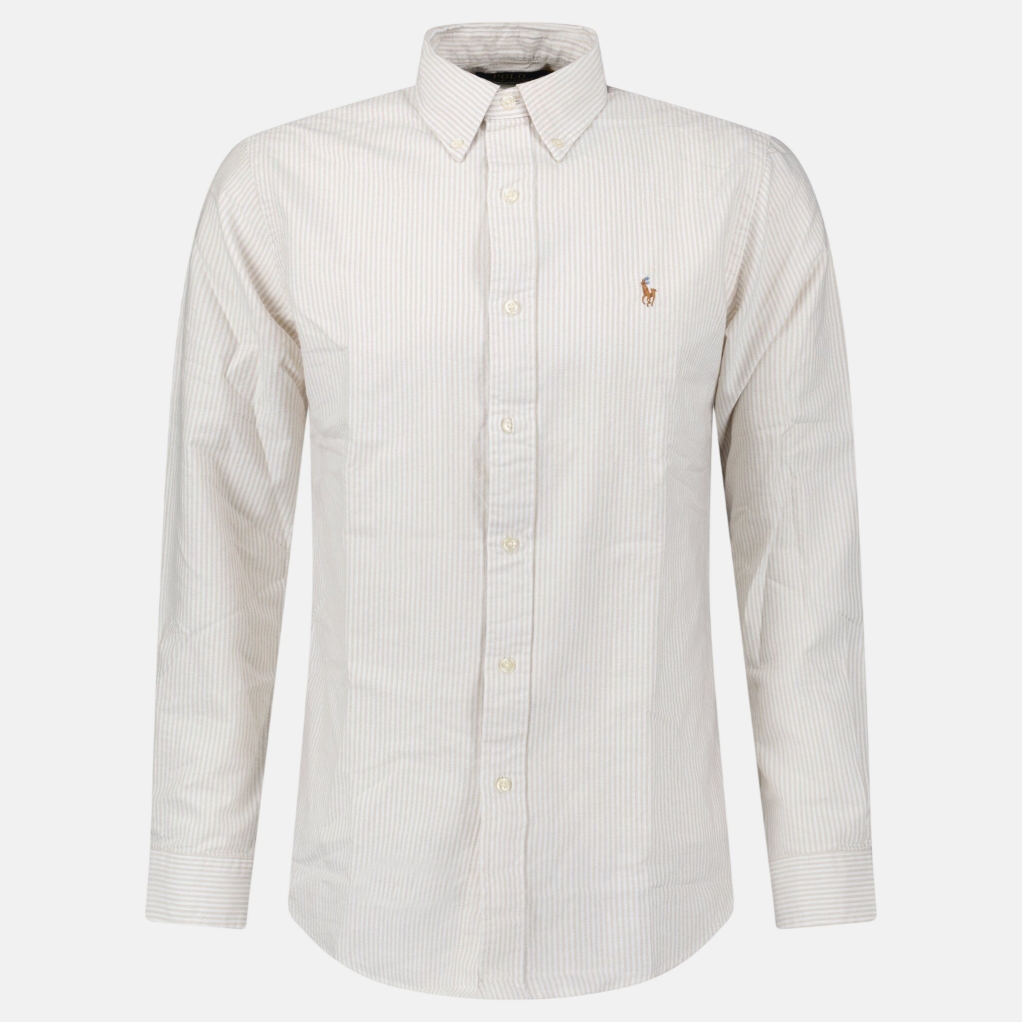 Ralph Lauren Striped Long Sleeve Sport Shirt White Beige | Studio DOS