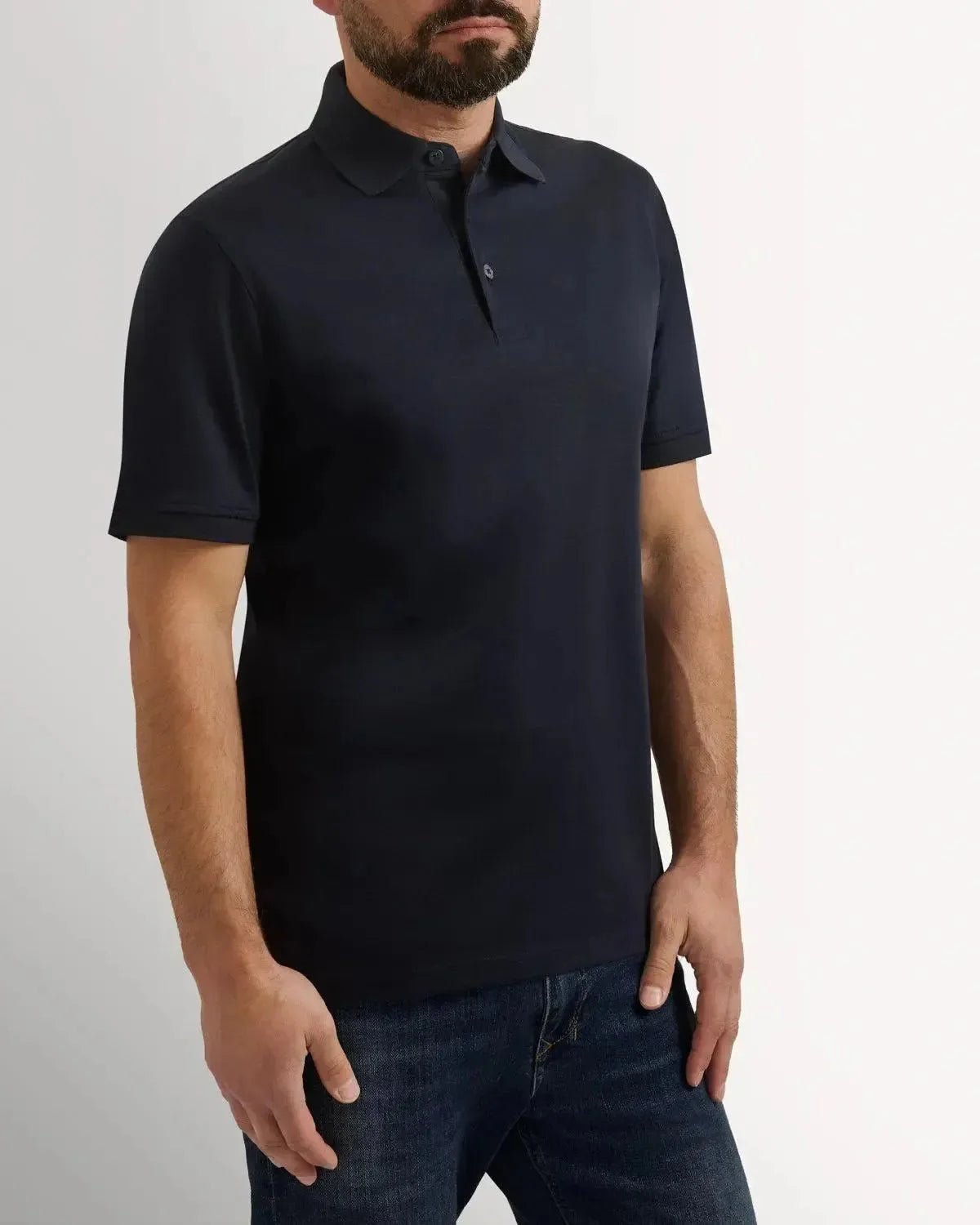 Richard James Mercerised Cotton Polo Shirt Navy | Studio DOS