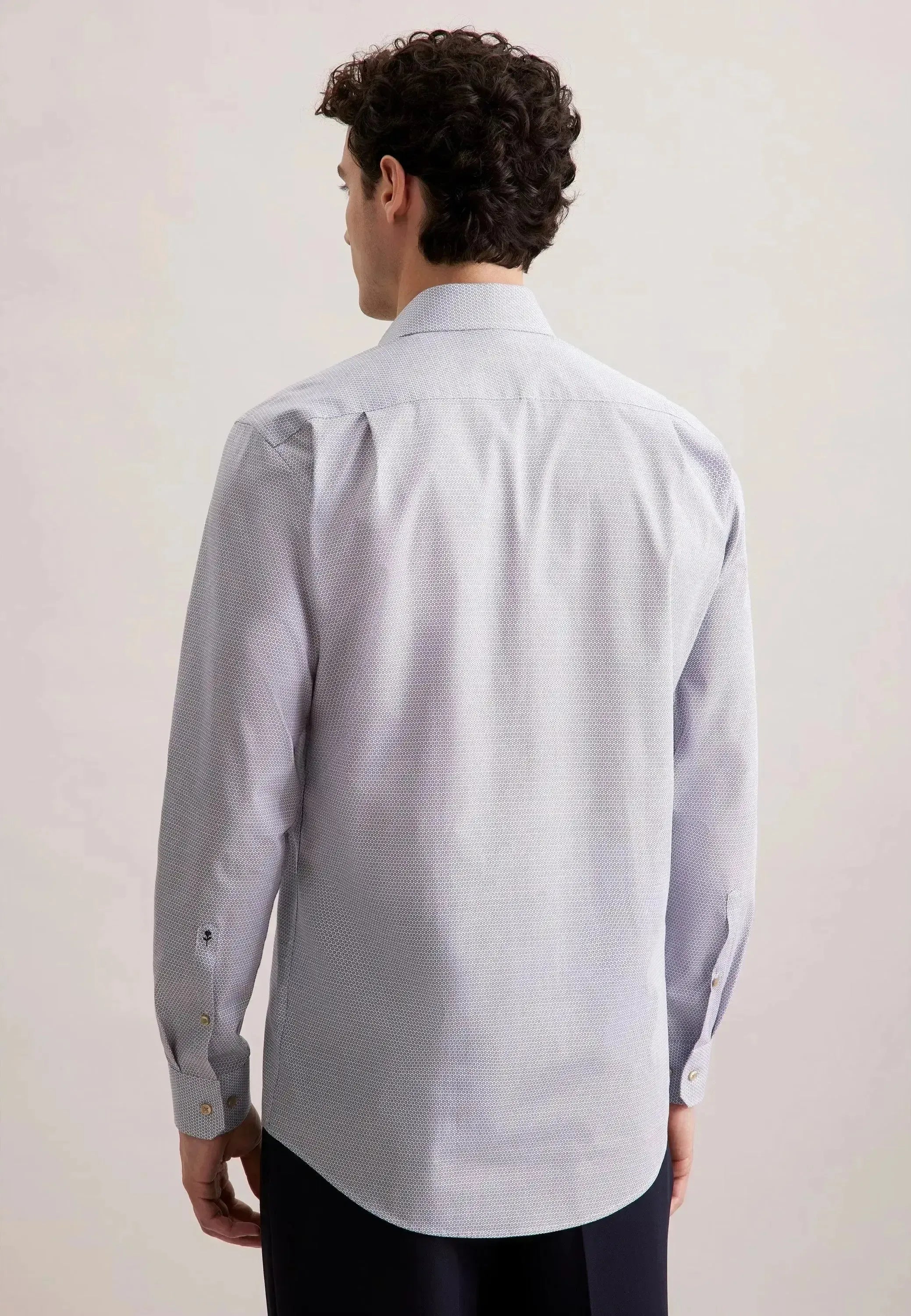 Seidensticker Mens Regular Fit Business Kent Print Pattern Business Shirt Beige | Studio DOS