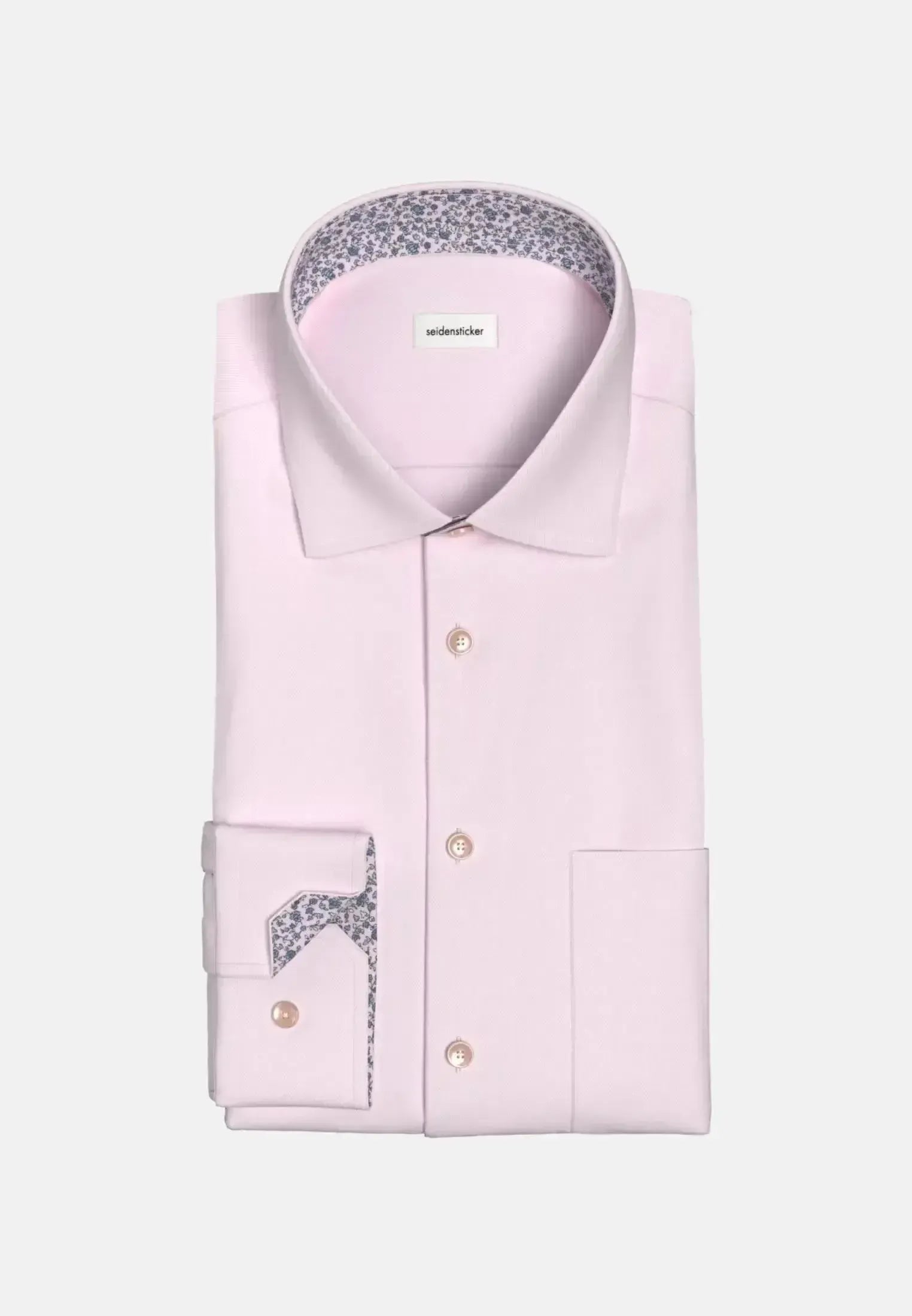 Seidensticker Mens Regular Fit No Iron Business Kent Contrast Patch Business Shirt Pink | Studio DOS