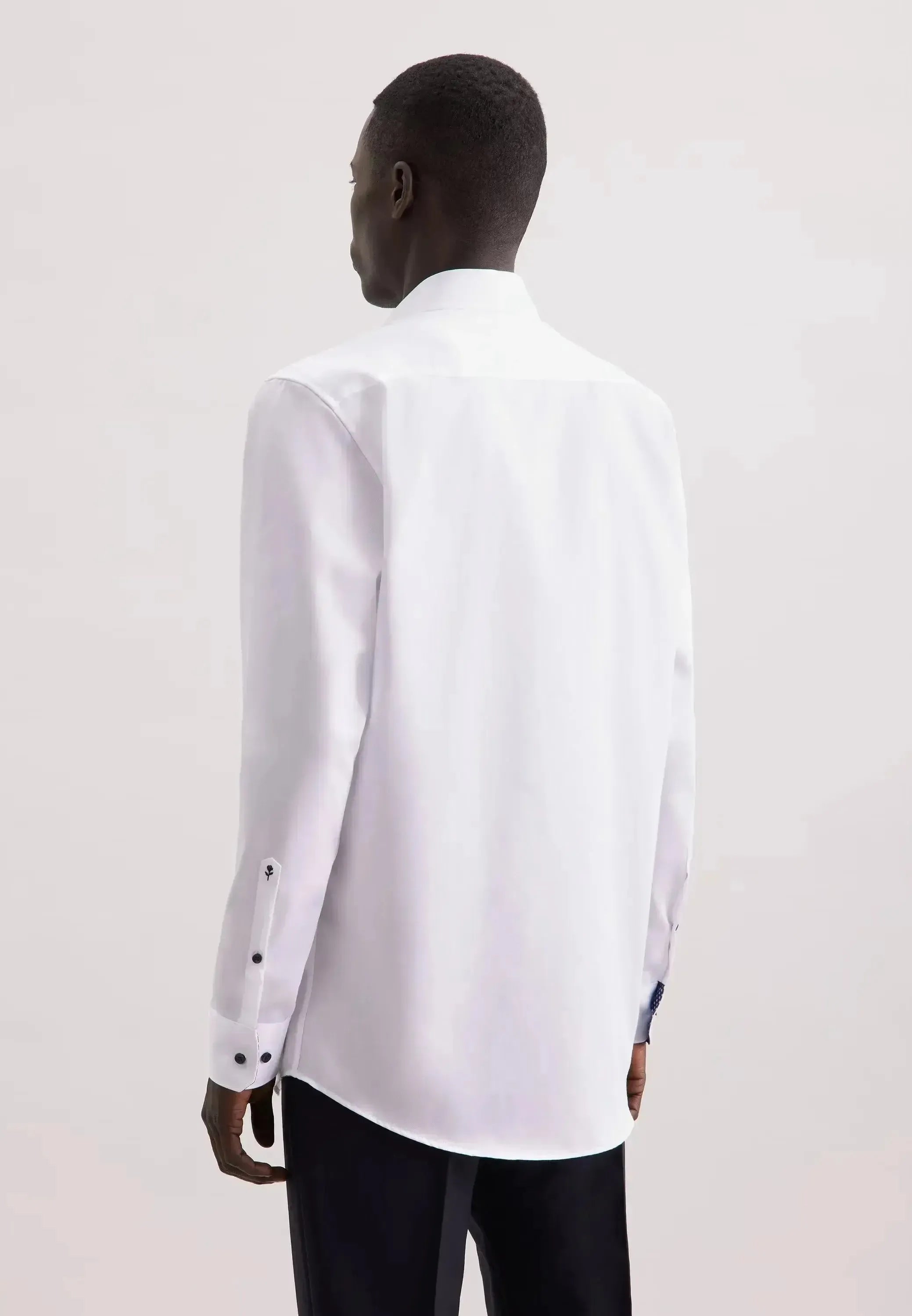 Seidensticker Mens Regular Fit No Iron Contrast Kent Collar Business Shirt White | Studio DOS