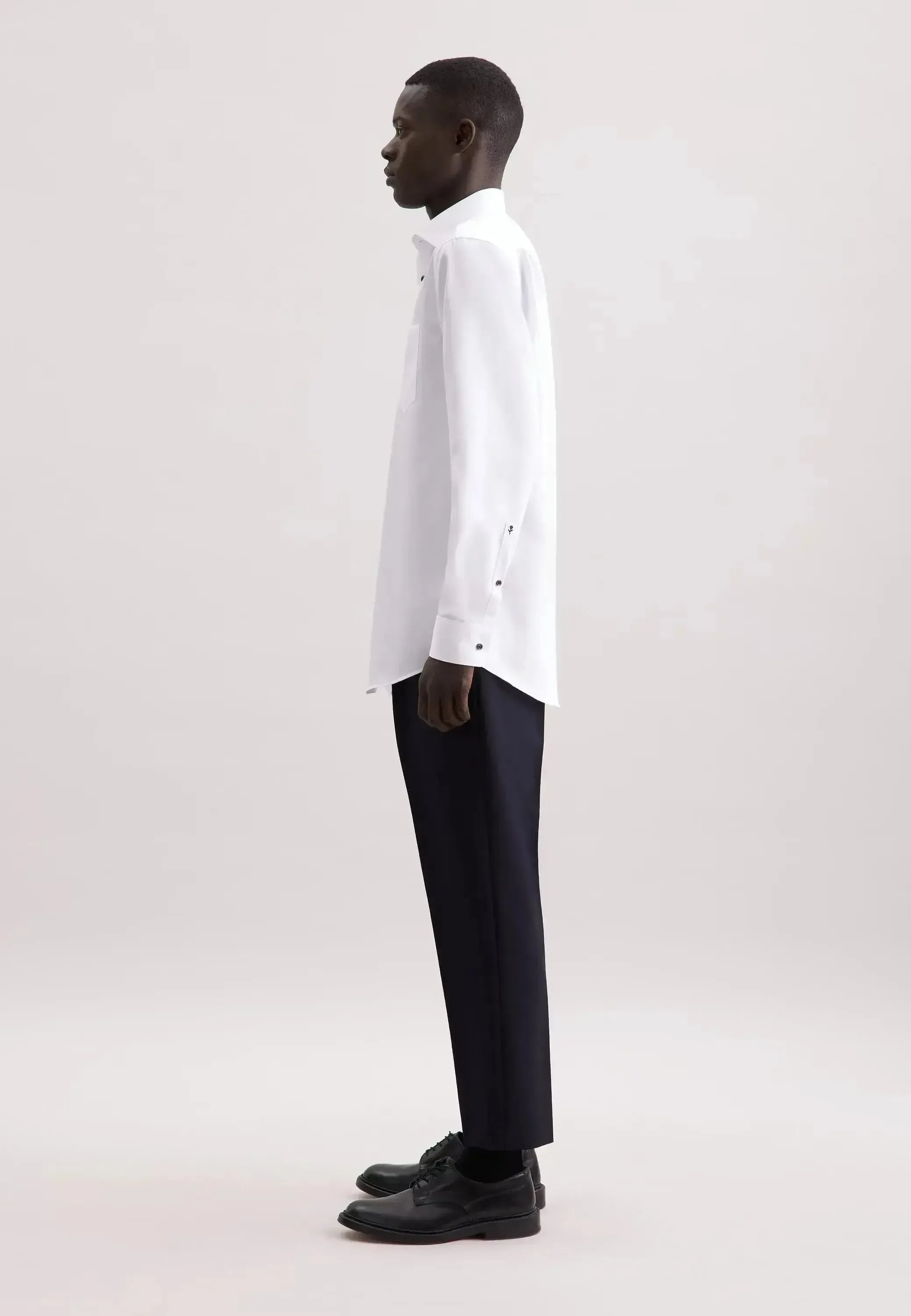 Seidensticker Mens Regular Fit No Iron Contrast Kent Collar Business Shirt White | Studio DOS