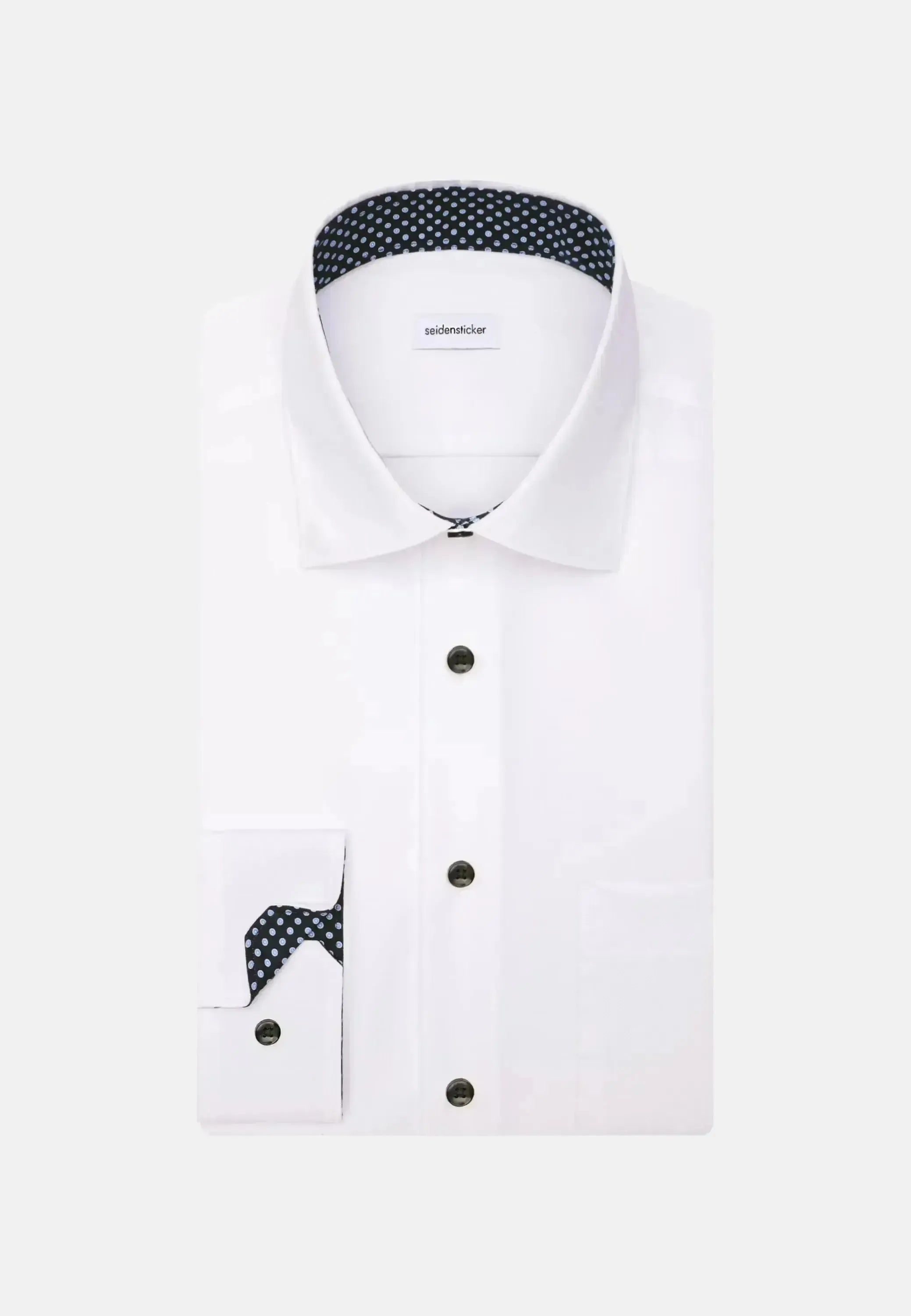 Seidensticker Mens Regular Fit No Iron Contrast Kent Collar Business Shirt White | Studio DOS