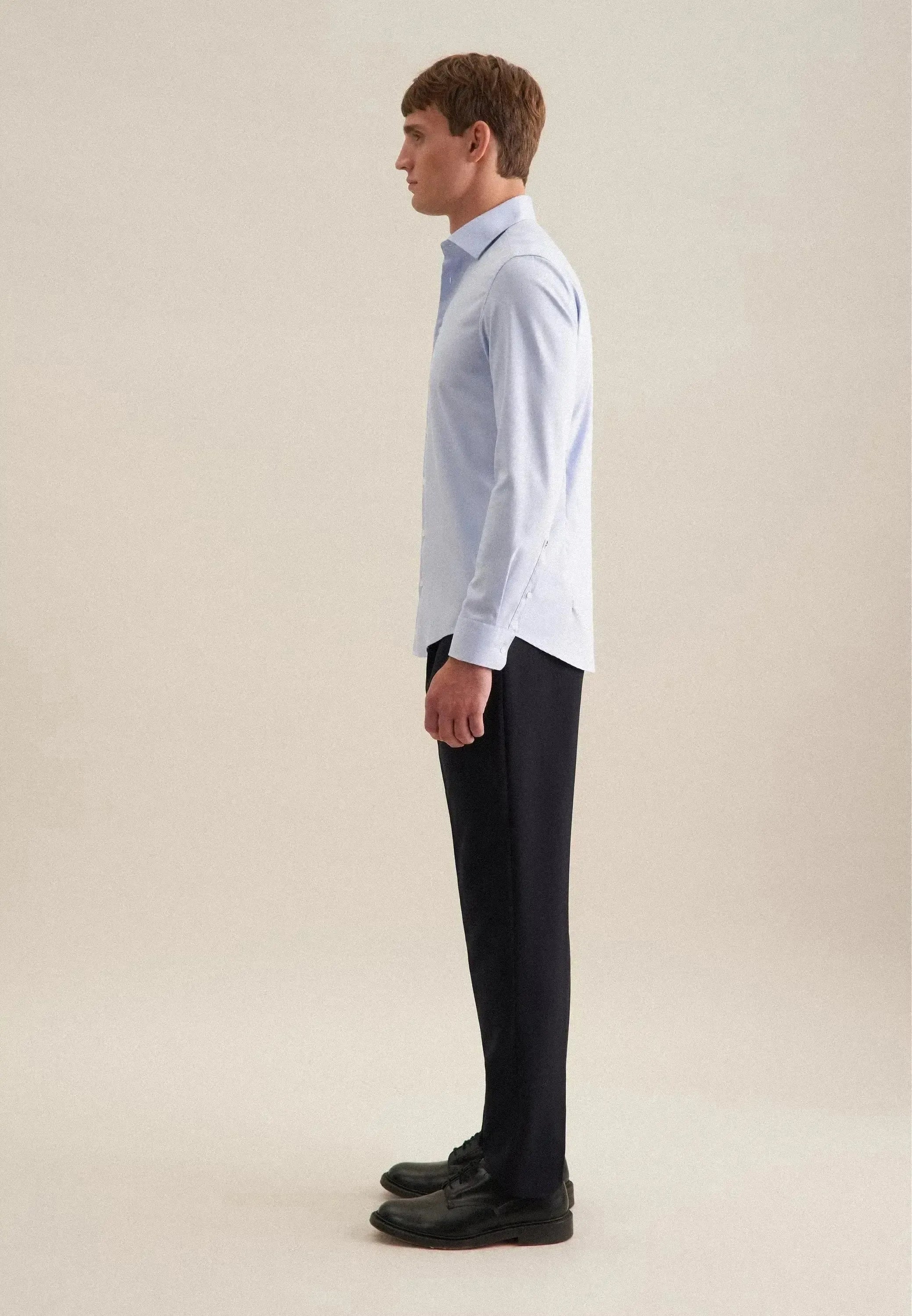 Seidensticker Mens Regular Fit No Iron New Kent Combi Cuff Business Shirt Light Blue | Studio DOS