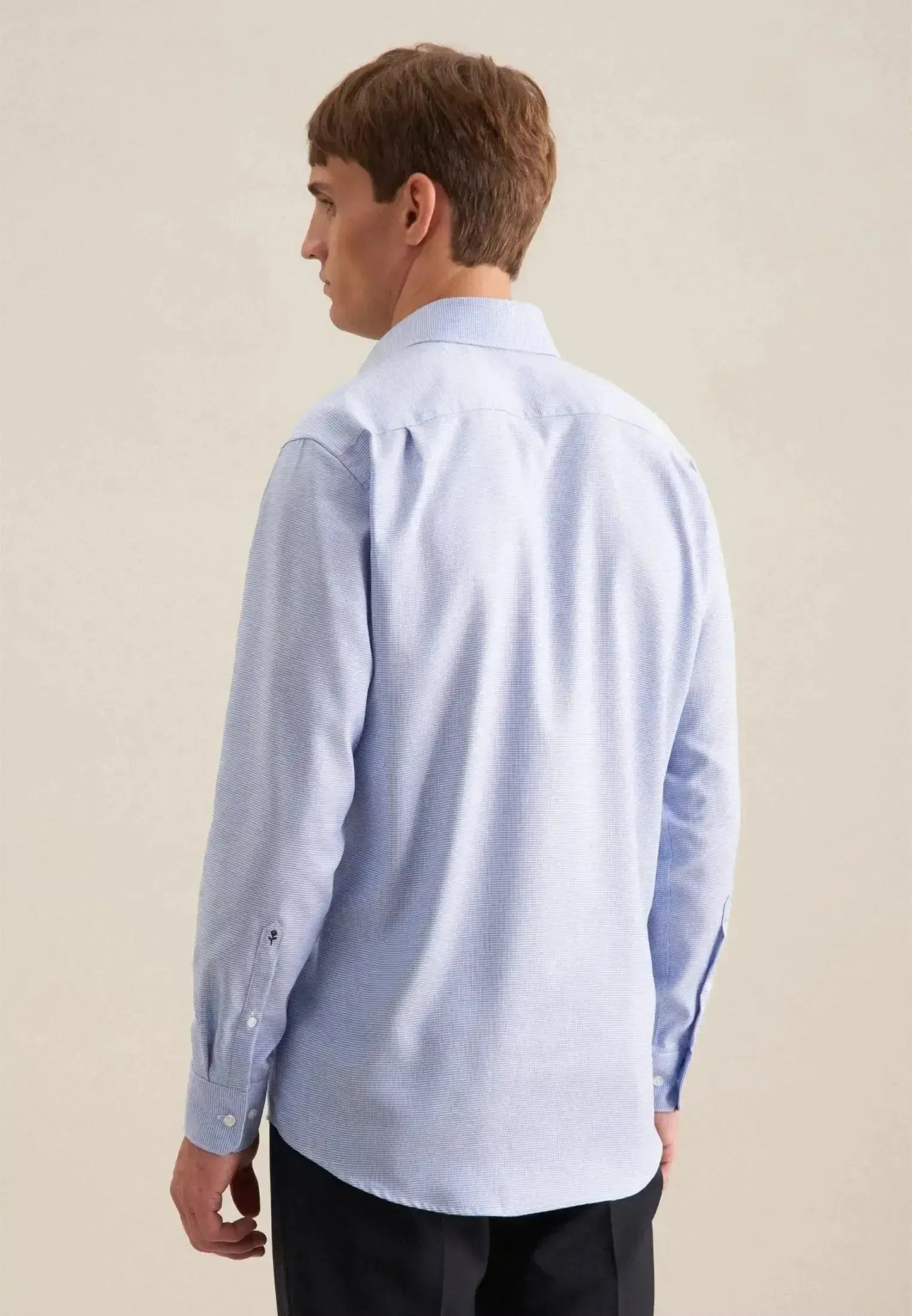 Seidensticker Mens Regular Fit No Iron New Kent Structured Business Shirt Light Blue | Studio DOS