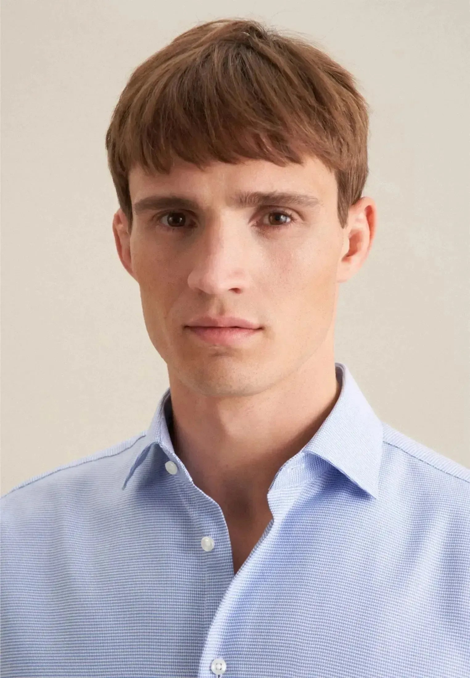 Seidensticker Mens Regular Fit No Iron New Kent Structured Business Shirt Light Blue | Studio DOS